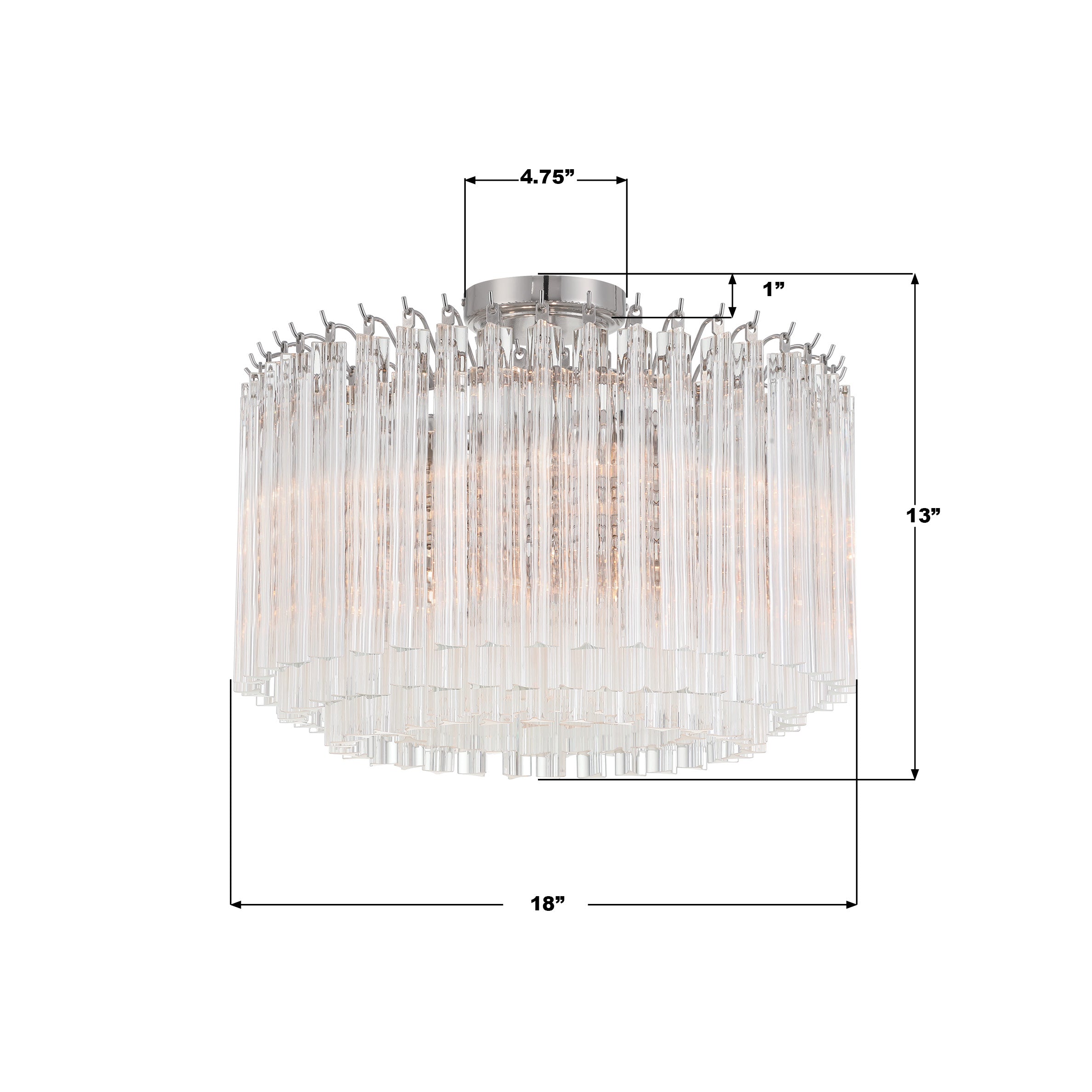 Crystorama Lofton LOF-5005-PN_CEILING – 18 Inch – 5 Light – Semi Flush Mount Light – Polished Nickel – Dry Rated