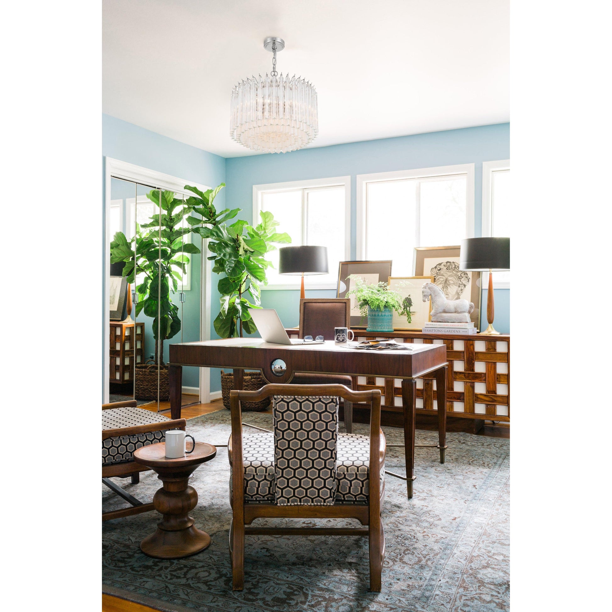 Crystorama Lofton LOF-5005-PN – 18 Inch – 5 Light – Chandelier – Polished Nickel – Dry Rated