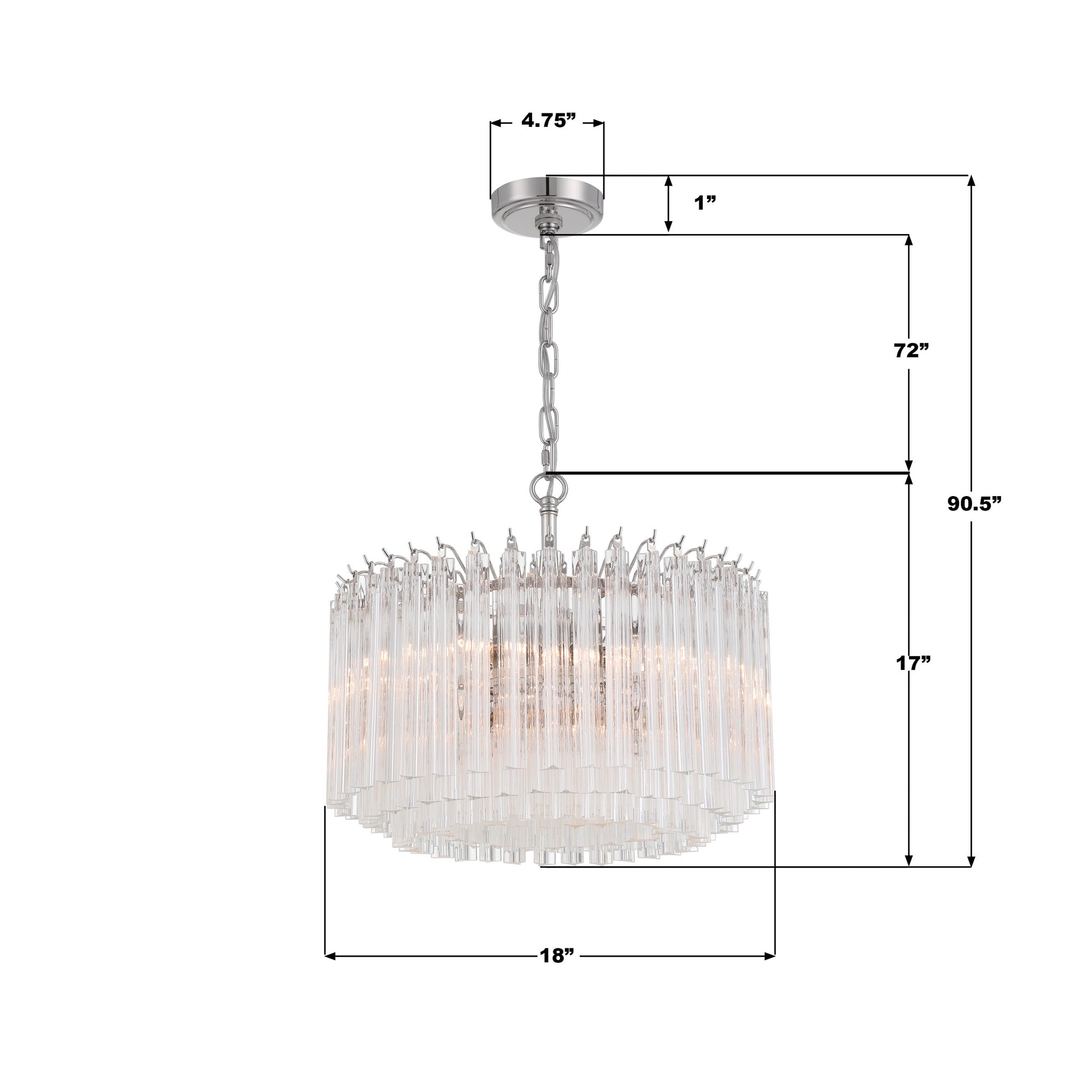 Crystorama Lofton LOF-5005-PN – 18 Inch – 5 Light – Chandelier – Polished Nickel – Dry Rated