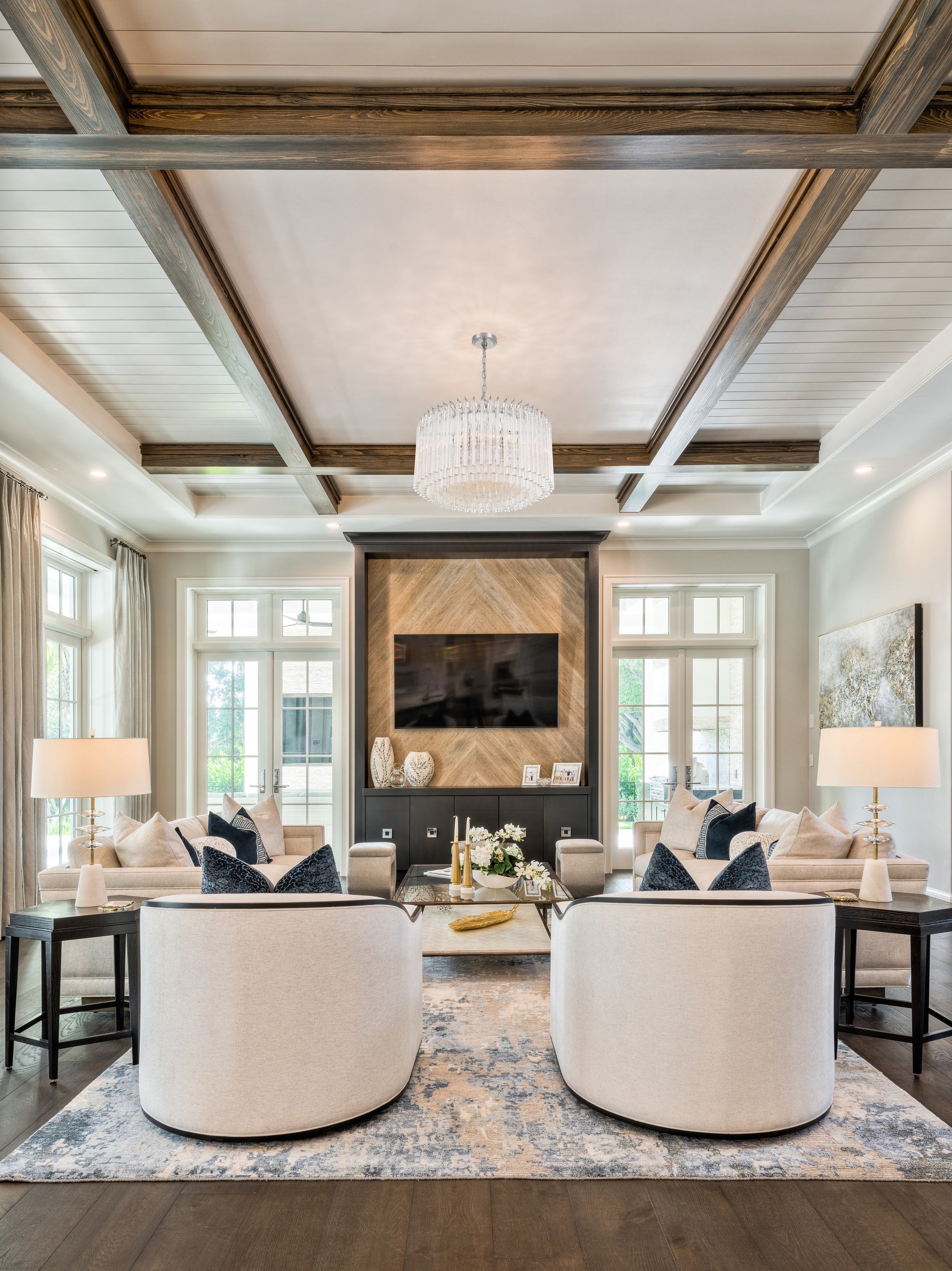 Crystorama Lofton LOF-5007-PN – 24 Inch – 7 Light – Chandelier – Polished Nickel – Dry Rated