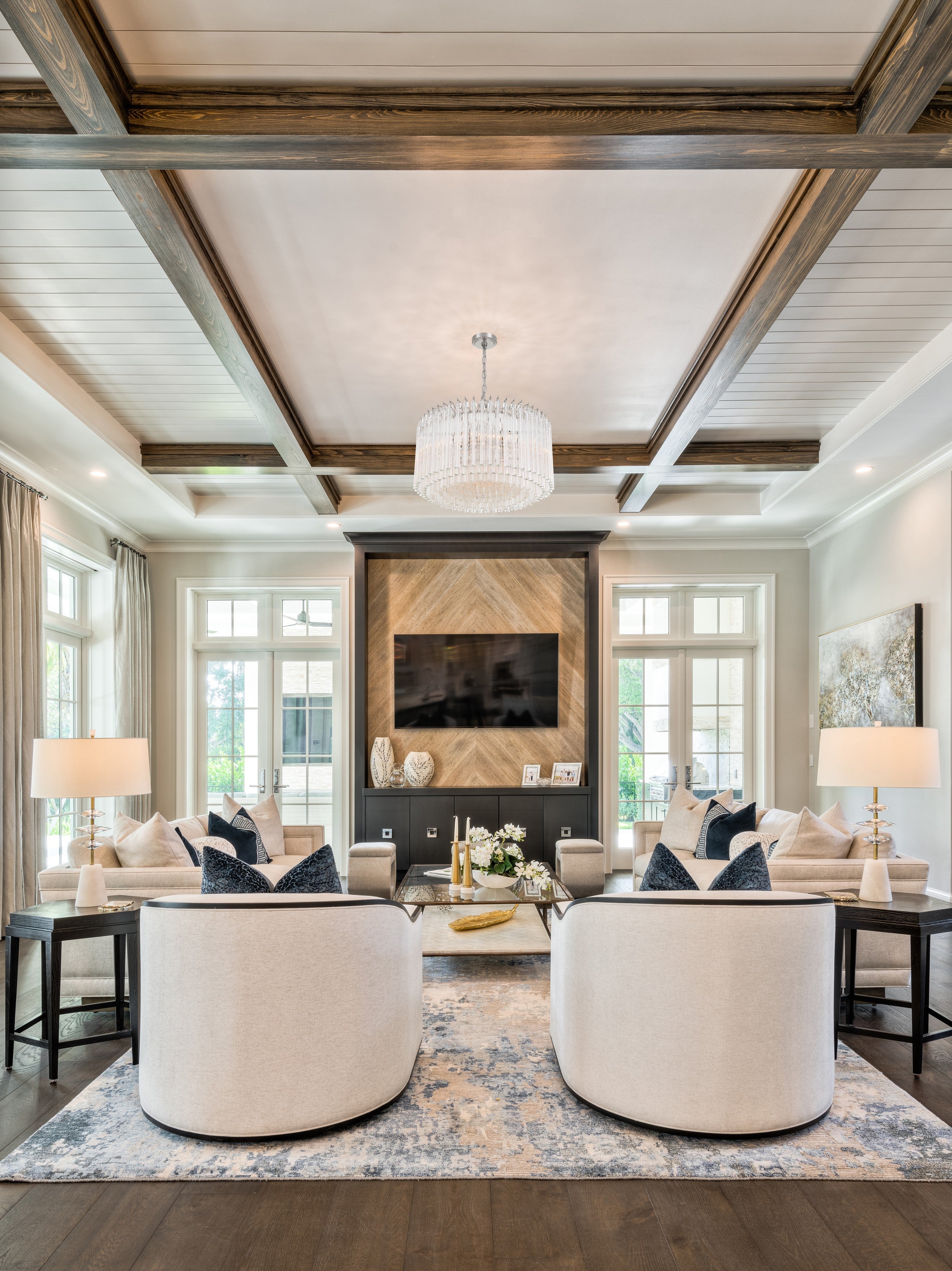 Crystorama Lofton LOF-5007-PN – 24 Inch – 7 Light – Chandelier – Polished Nickel – Dry Rated