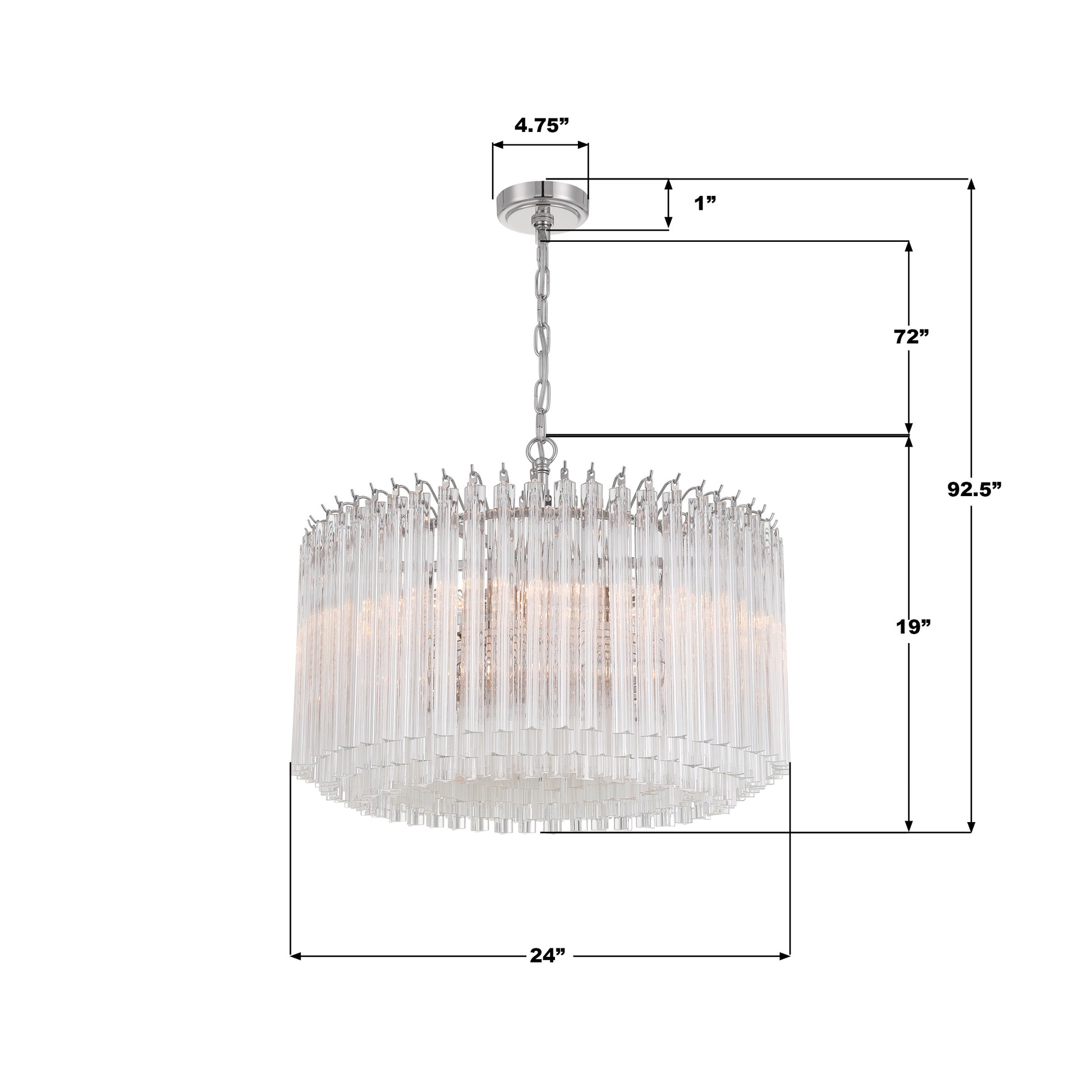 Crystorama Lofton LOF-5007-PN – 24 Inch – 7 Light – Chandelier – Polished Nickel – Dry Rated
