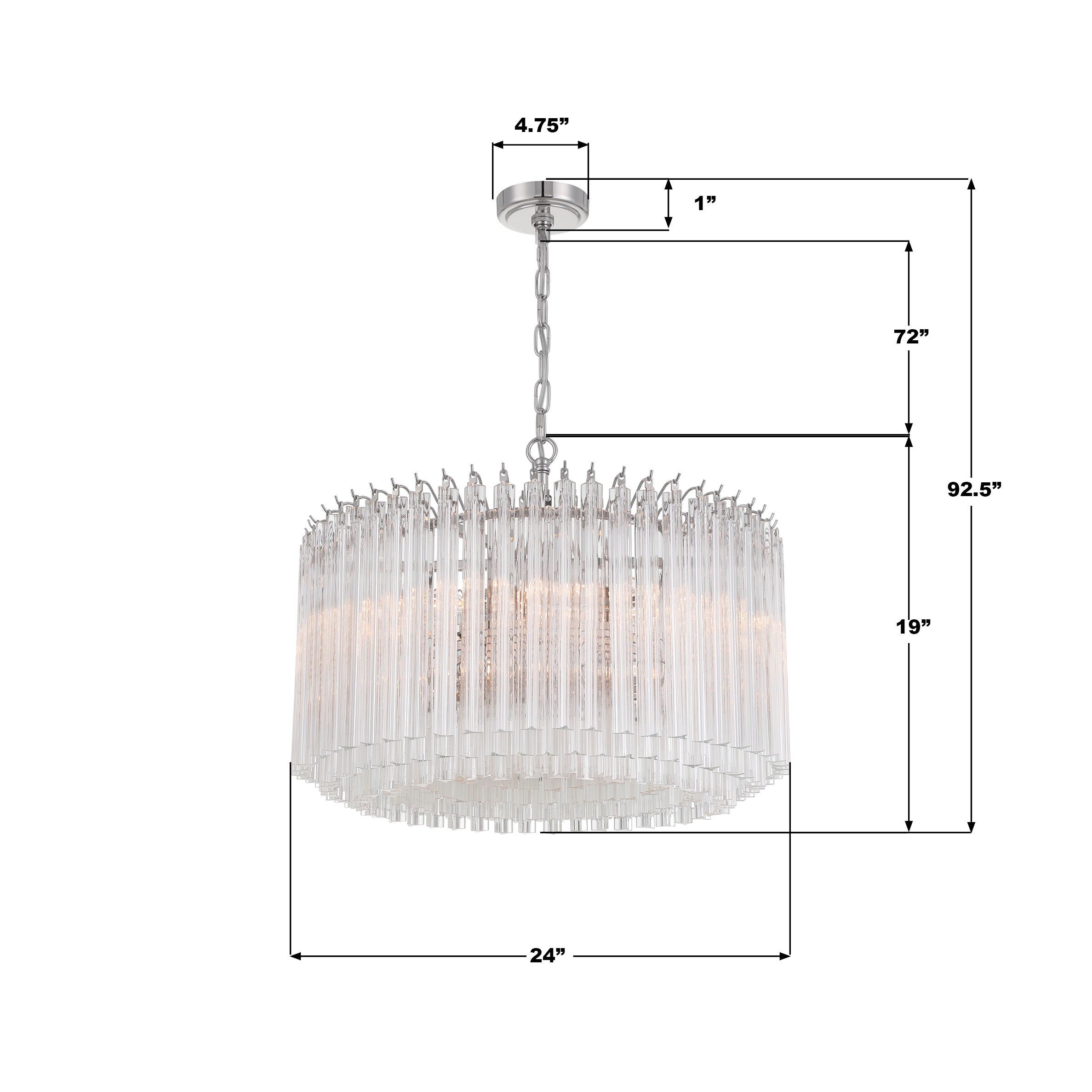 Crystorama Lofton LOF-5007-PN – 24 Inch – 7 Light – Chandelier – Polished Nickel – Dry Rated