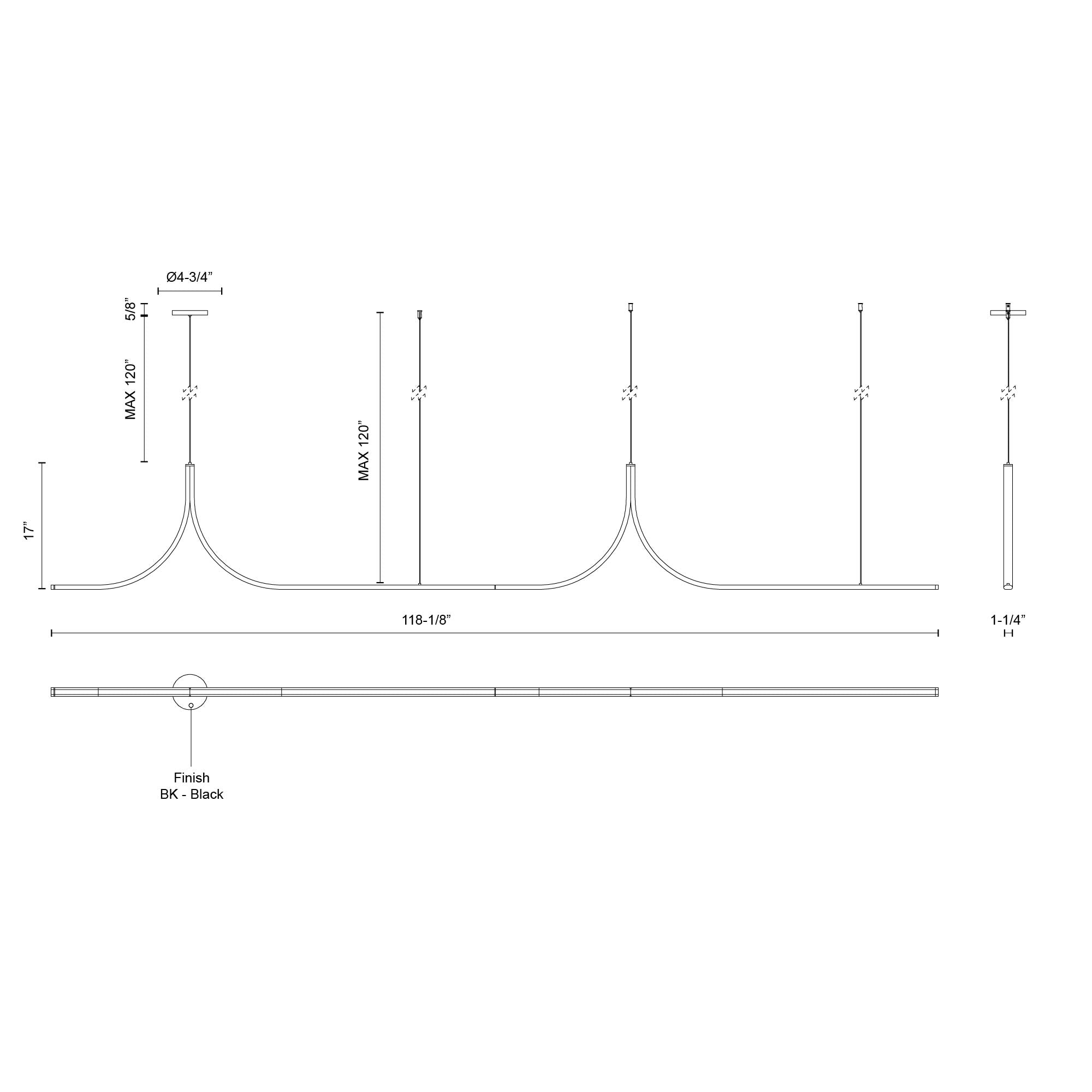 Thread 10-ft Black LED Linear Pendant