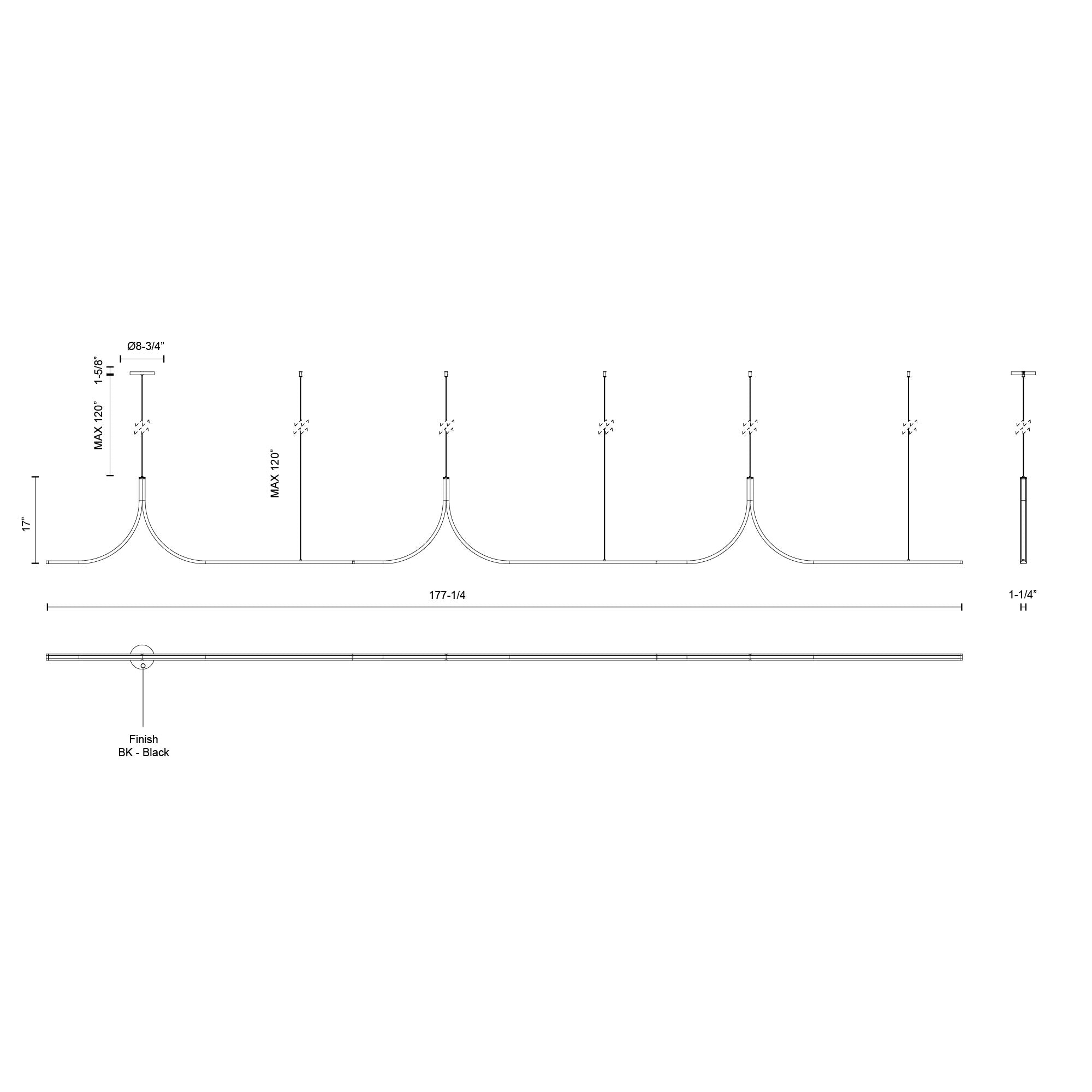 Thread 15-ft Black LED Linear Pendant