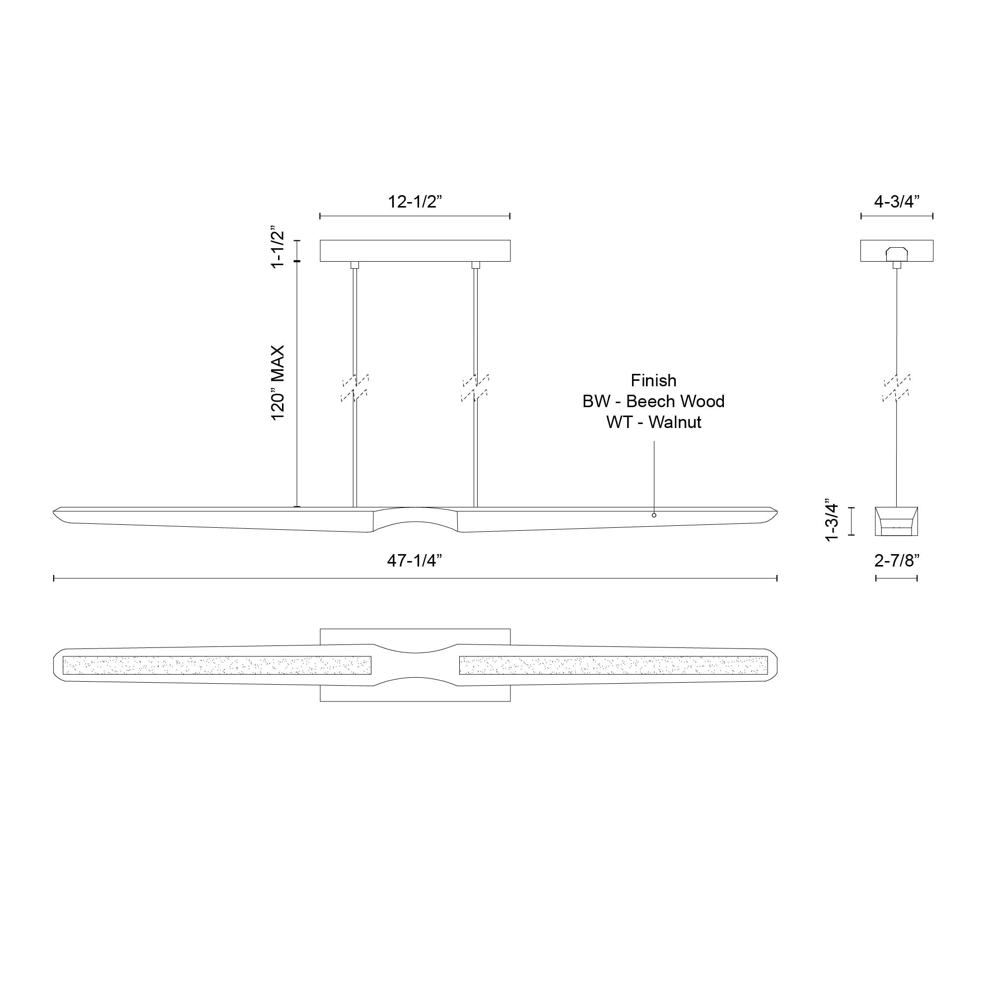Dakota 42-in Walnut LED Linear Pendant