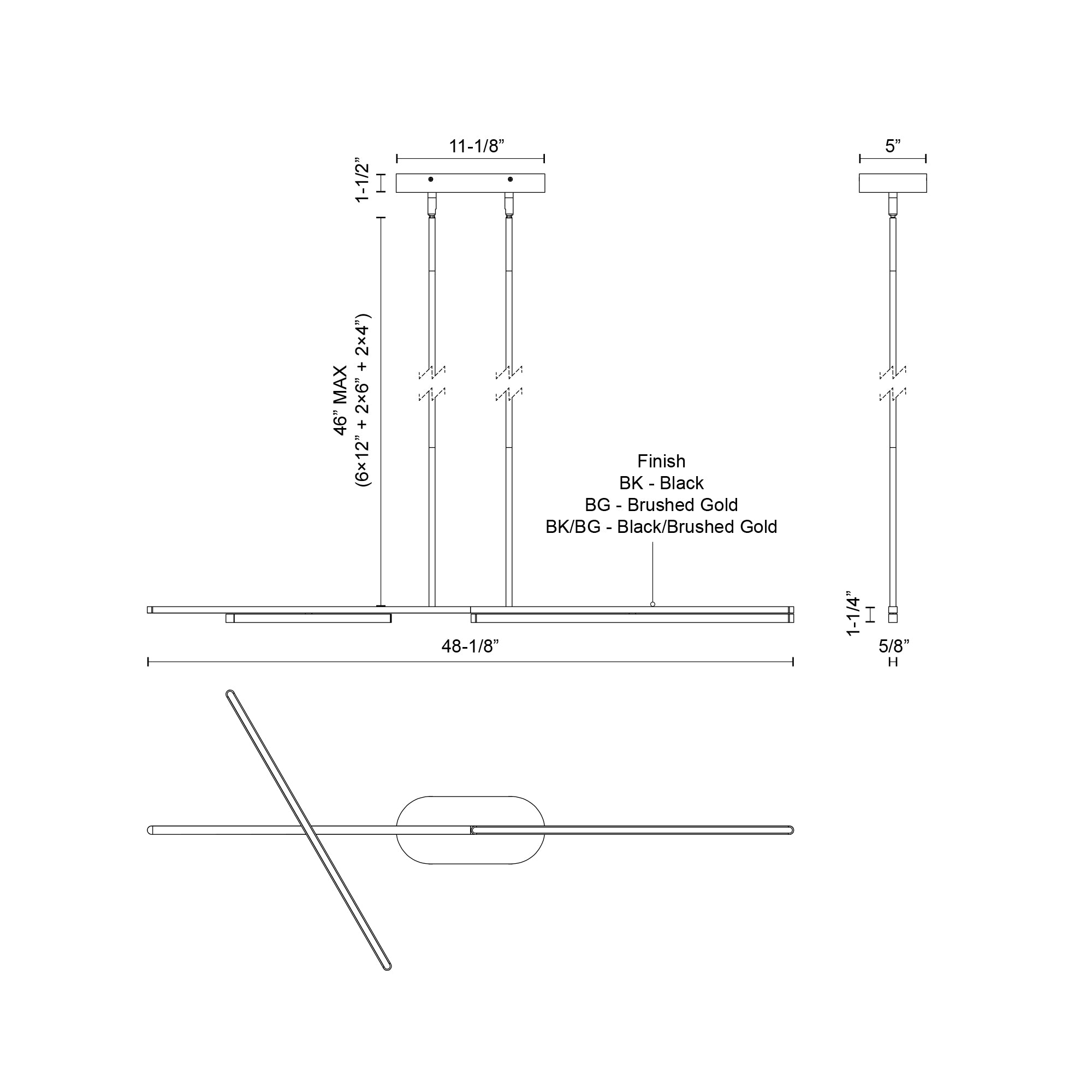Shift 48-in Brushed Gold LED Linear Pendant