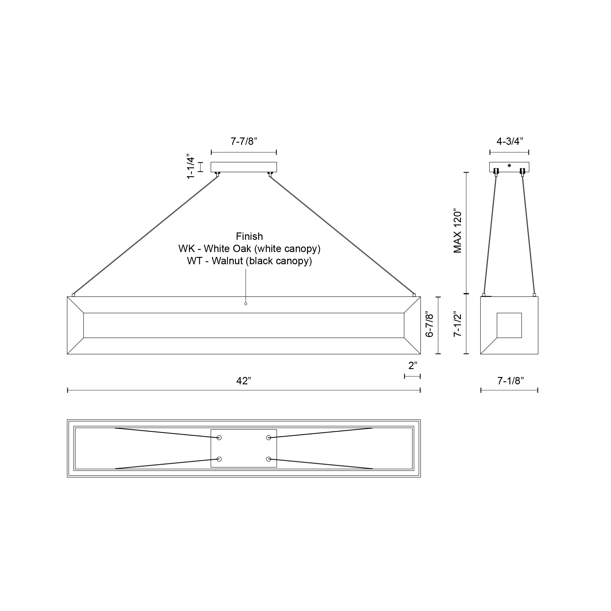 Morina 42-in White Oak LED Linear Pendant