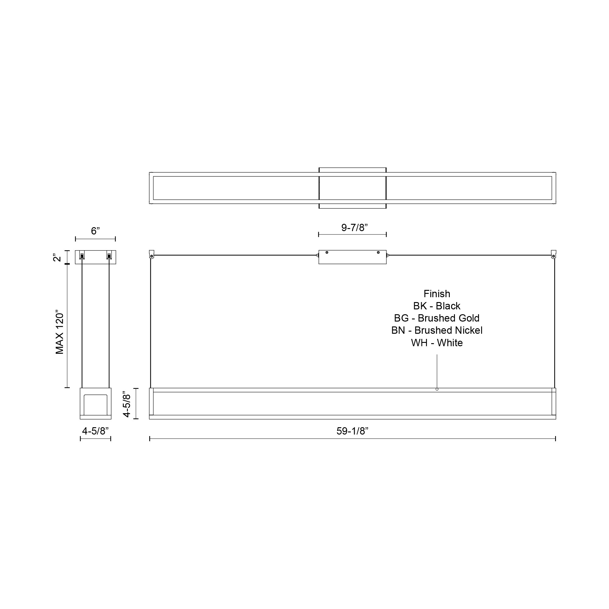 Plaza 60-in Black LED Linear Pendant