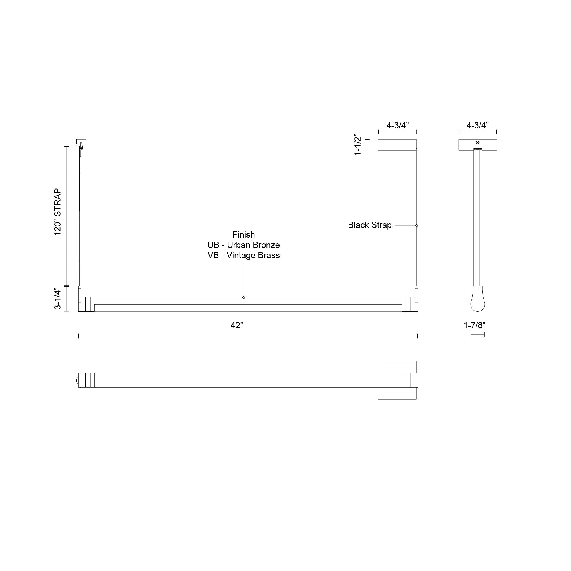 Laurence 41-in Urban Bronze LED Linear Pendant