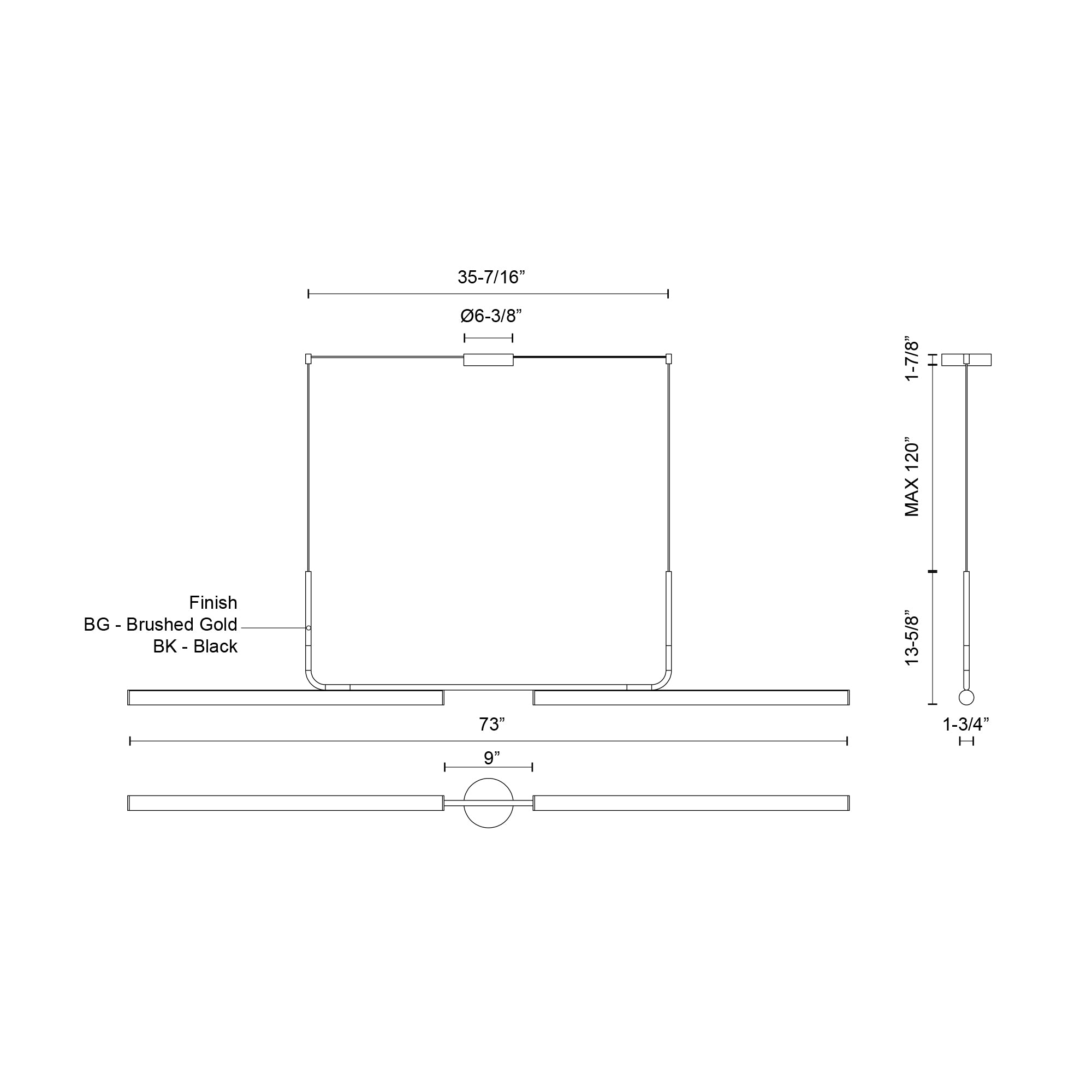 Vesper 73-in Black LED Linear Pendant