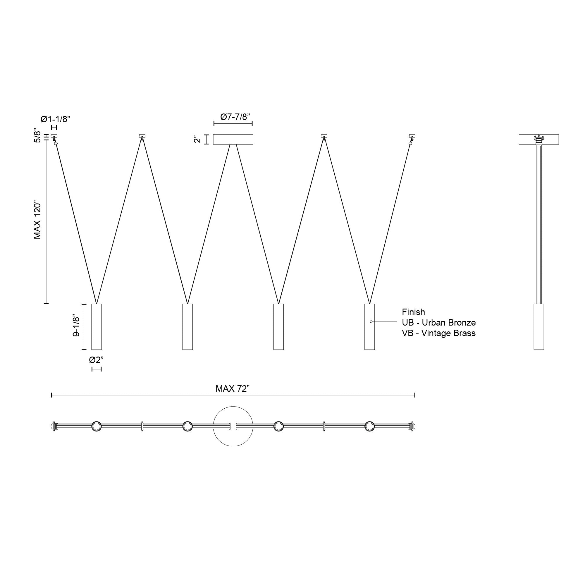 Mason 4-in Urban Bronze LED Linear Pendant