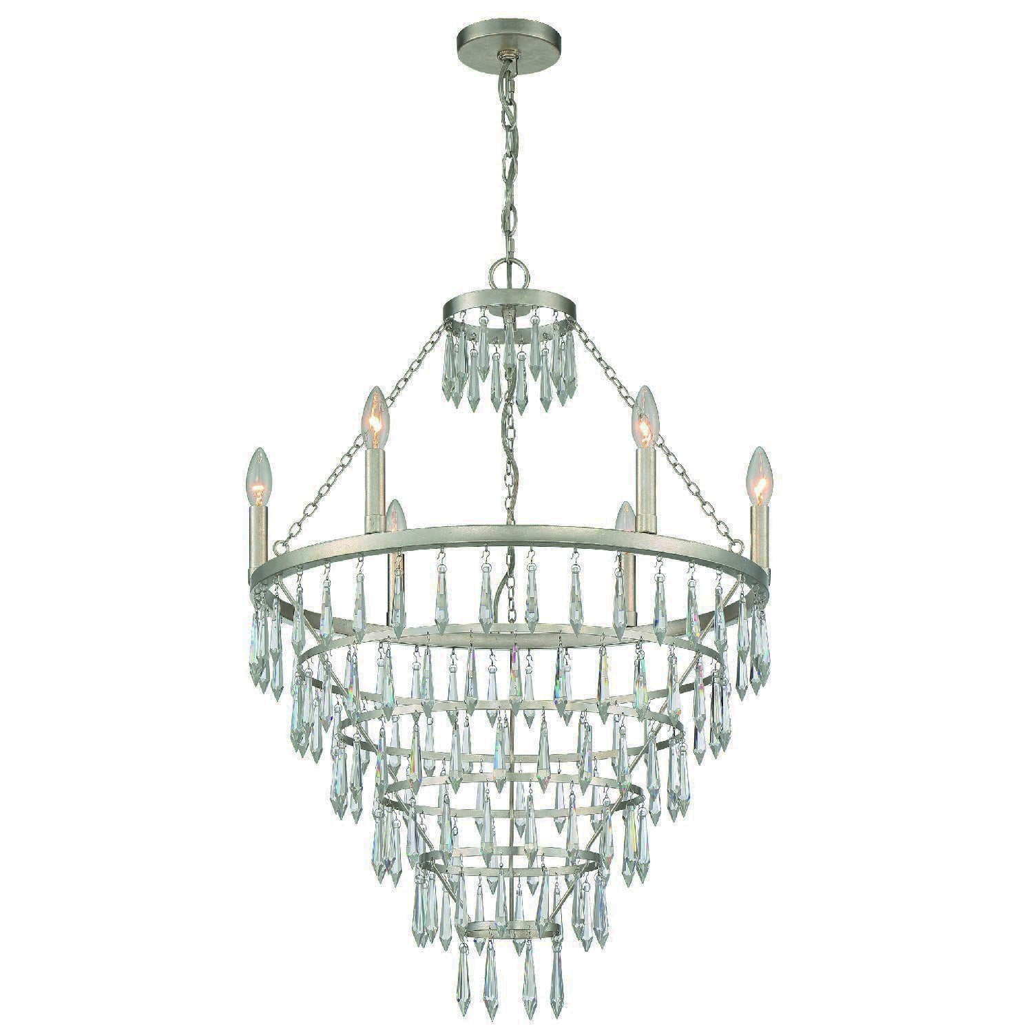 Crystorama Lucille LUC-A9066-SA – 24 Inch – 6 Light – Chandelier – Antique Silver – Dry Rated