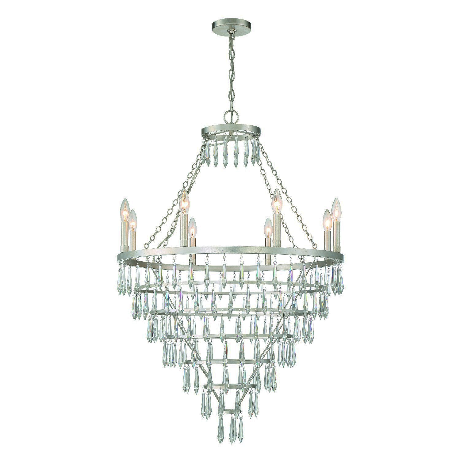 Crystorama Lucille LUC-A9068-SA – 28 Inch – 8 Light – Chandelier – Antique Silver – Dry Rated