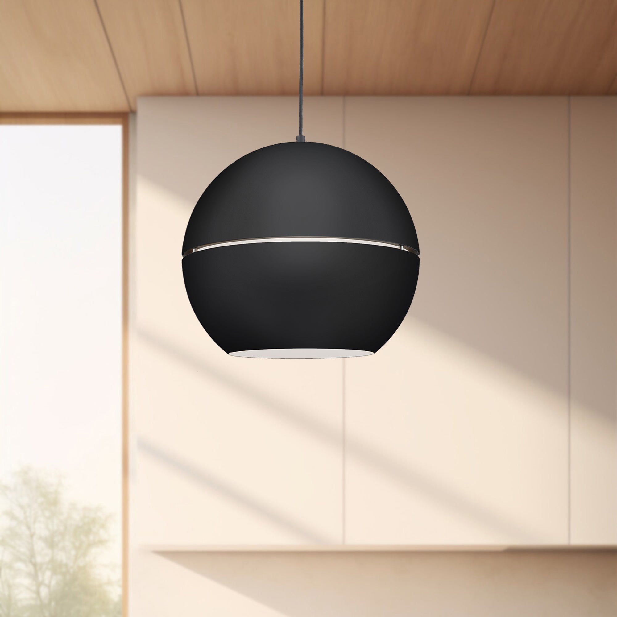 Lucas 16-in Black 1 Light Pendant