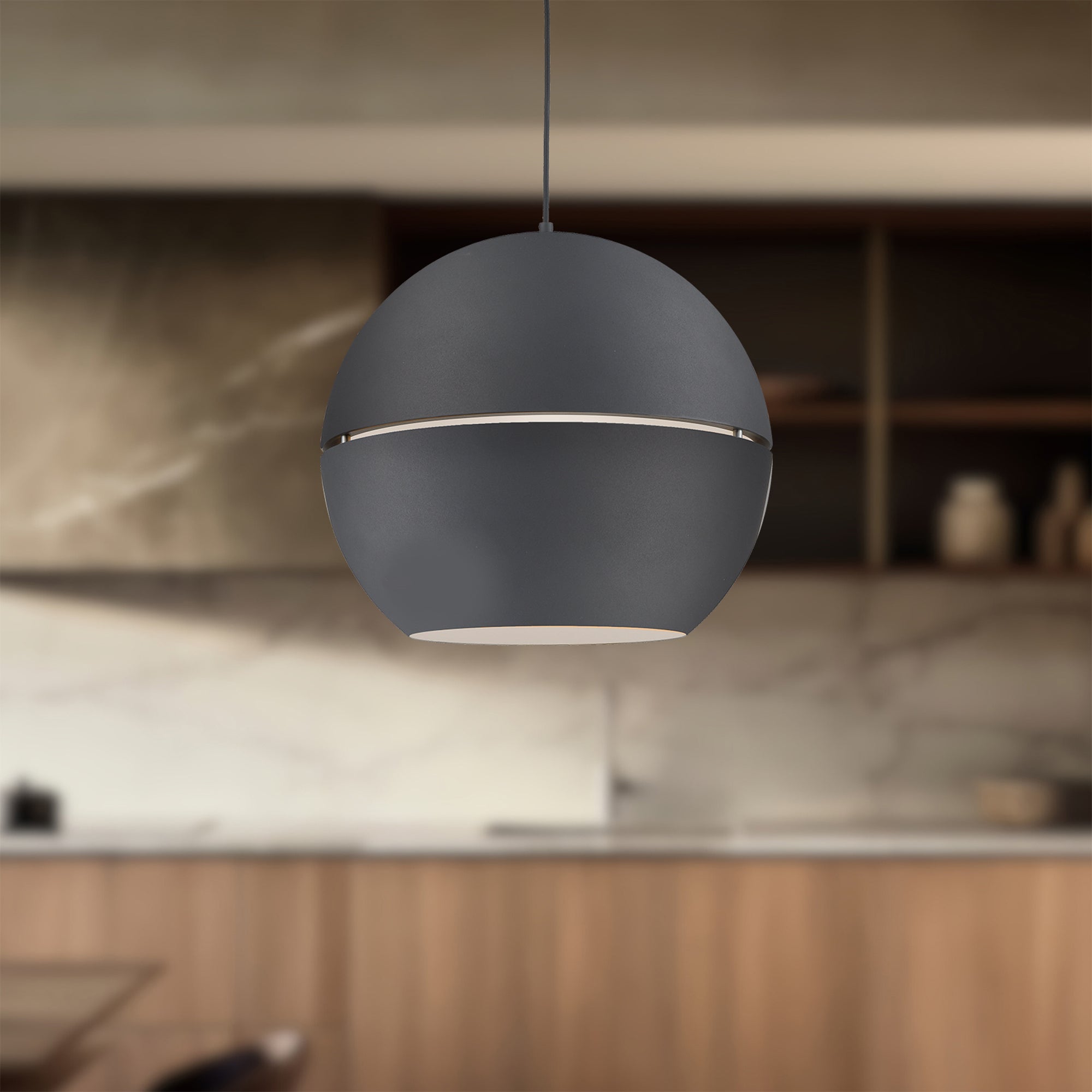 Lucas 24-in Black 1 Light Pendant