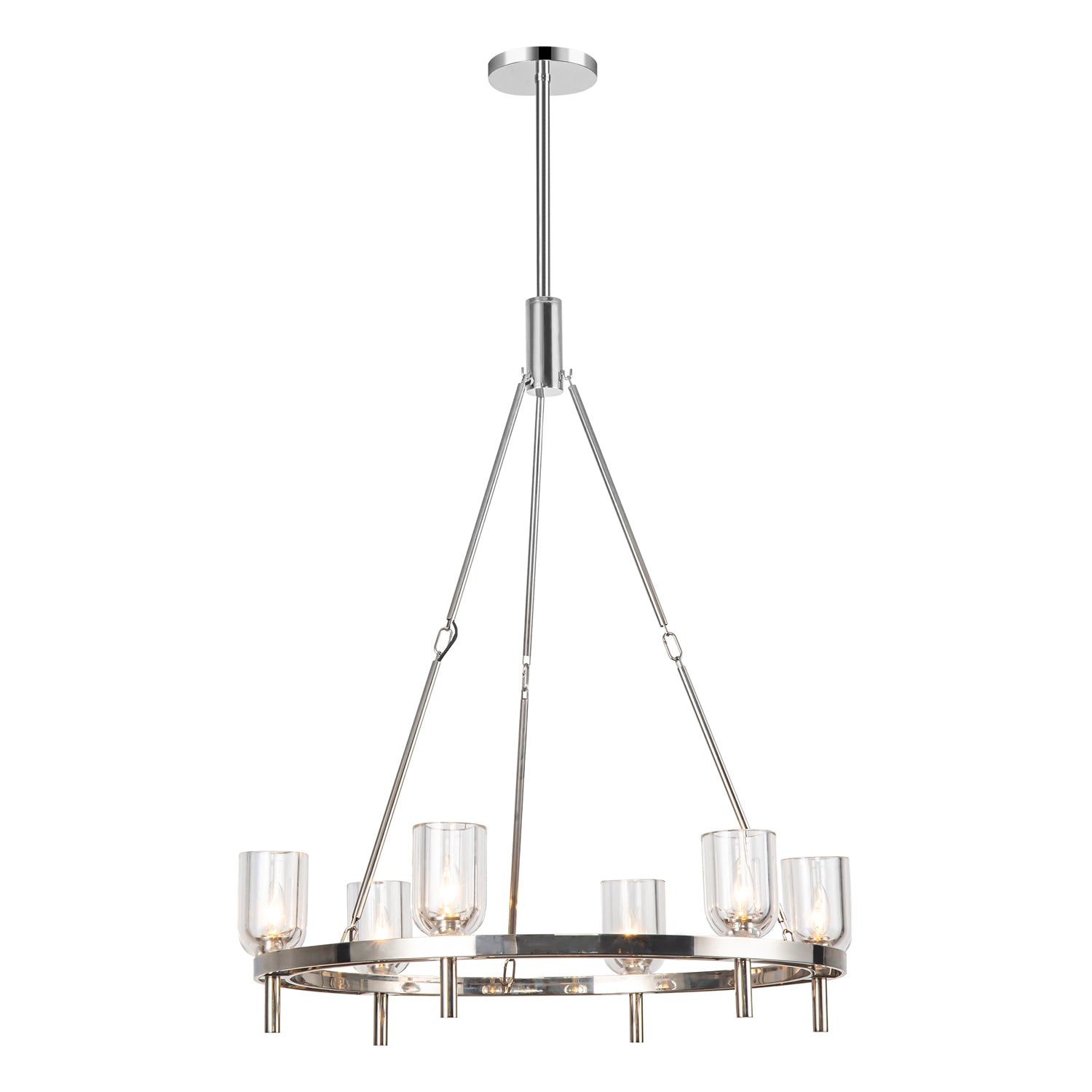 Lucian 32-in Clear Crystal/Polished Nickel 6 Lights Chandeliers