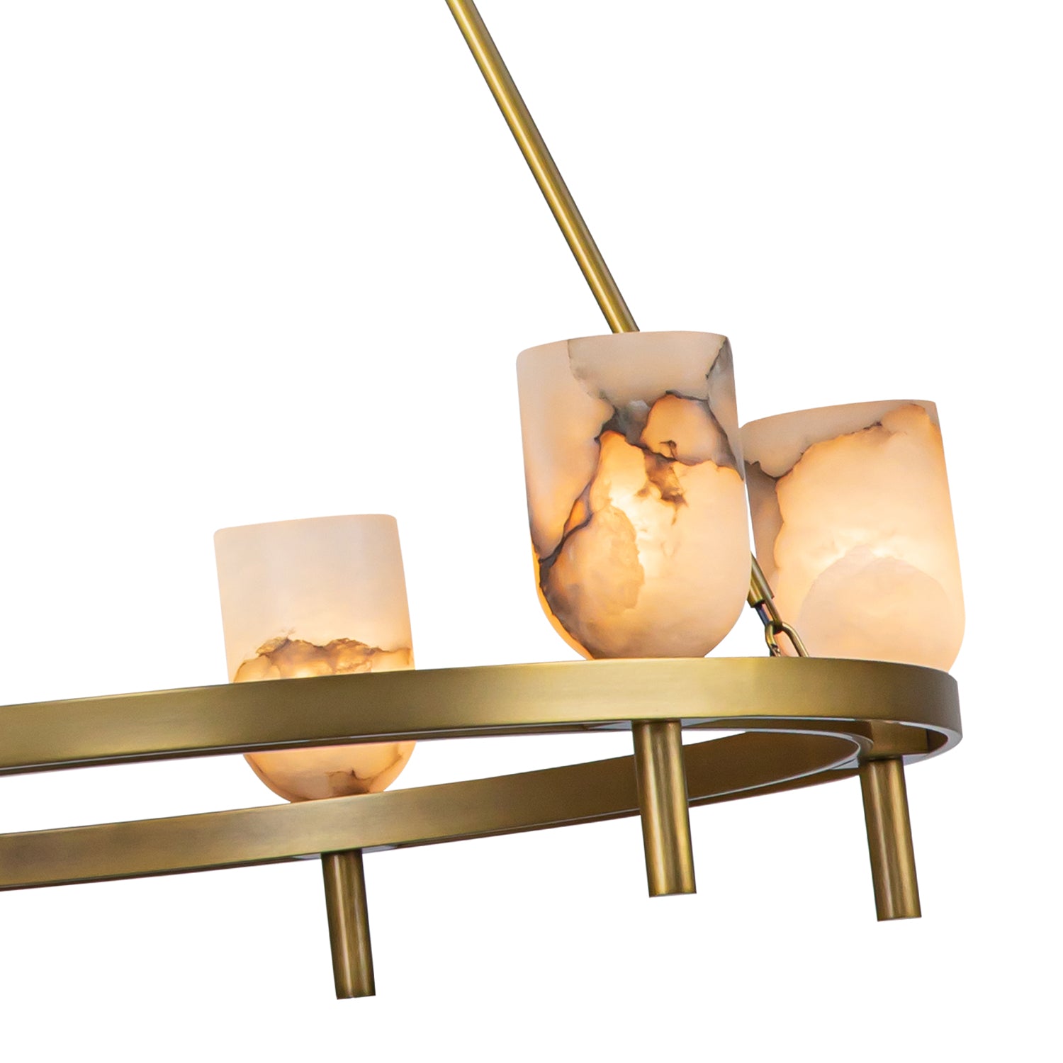 Lucian 32-in Vintage Brass/Alabaster 6 Lights Chandeliers