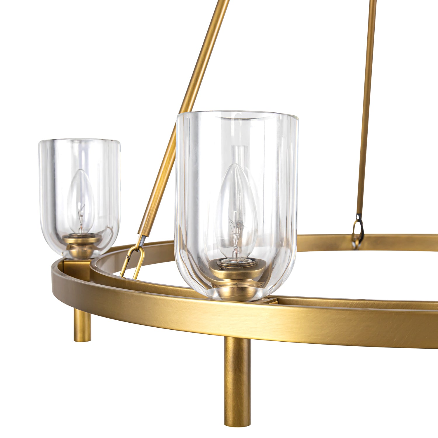 Lucian 32-in Clear Crystal/Vintage Brass 6 Lights Chandeliers