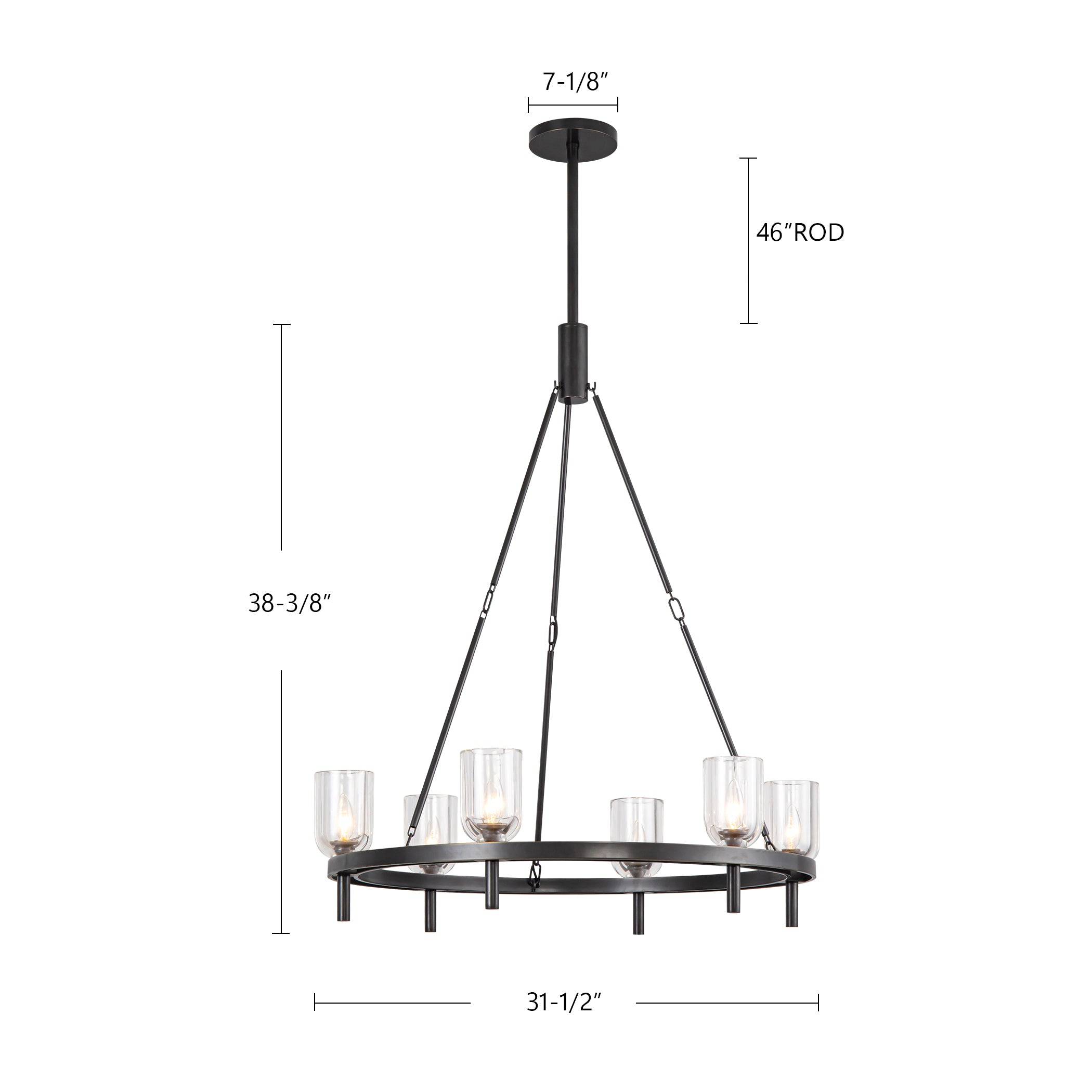 Lucian 32-in Urban Bronze/Alabaster 6 Lights Chandeliers