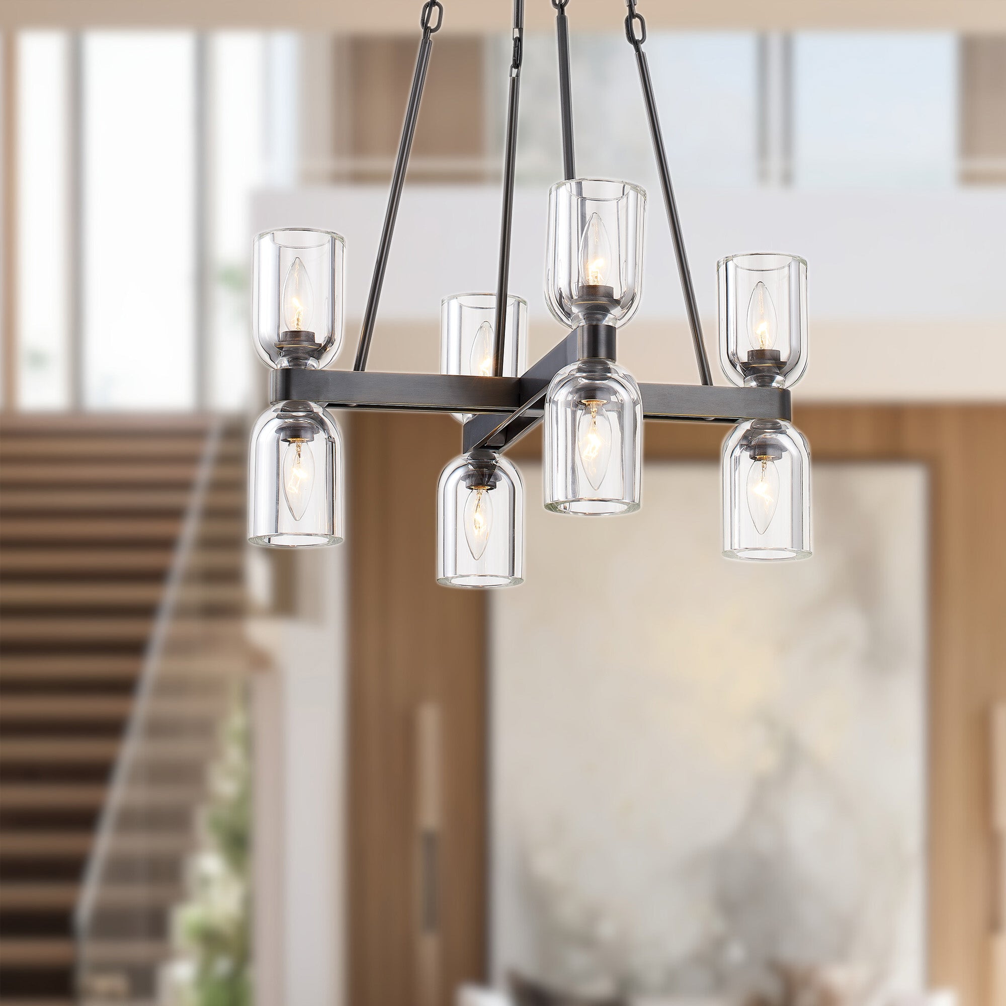 Lucian 22-in Clear Crystal/Urban Bronze 8 Lights Chandeliers