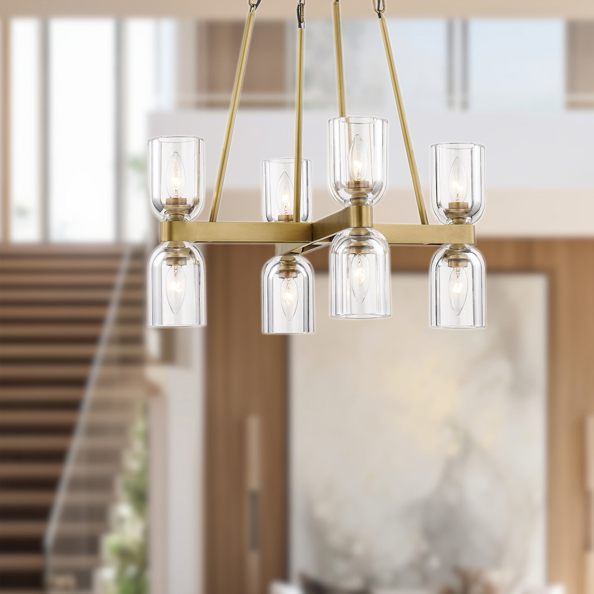 Lucian 22-in Clear Crystal/Vintage Brass 8 Lights Chandeliers