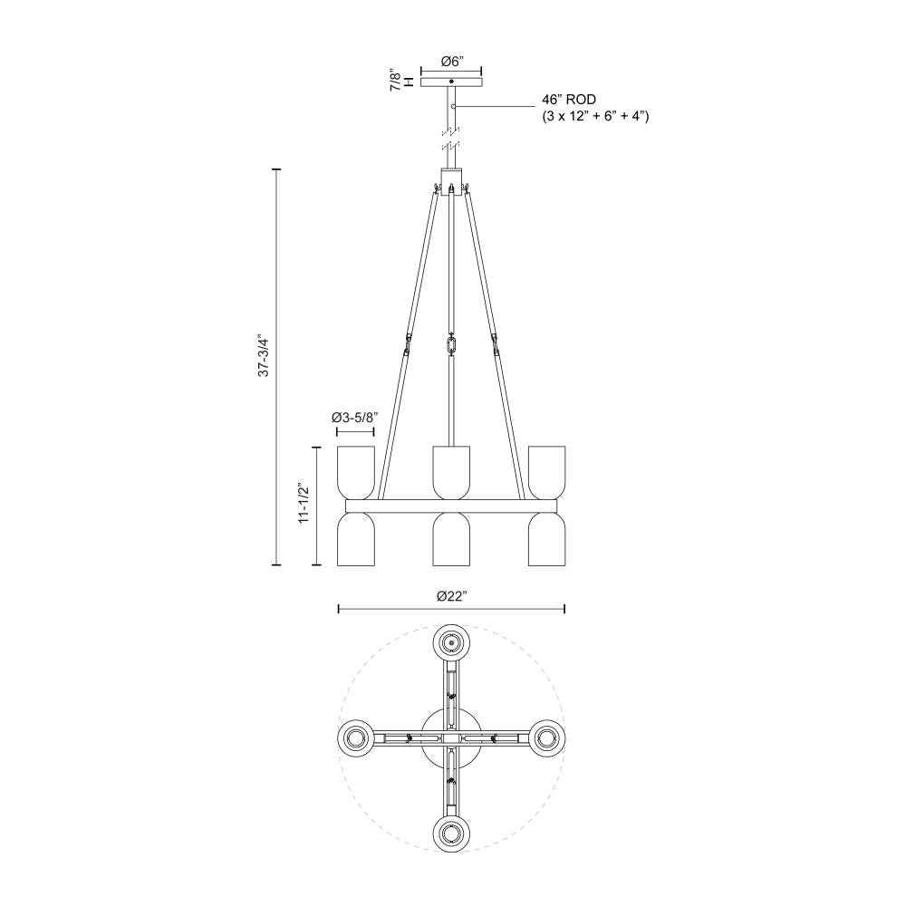 Alora Lighting LUCIAN CH338822UBCC Chandelier - Urban Bronze