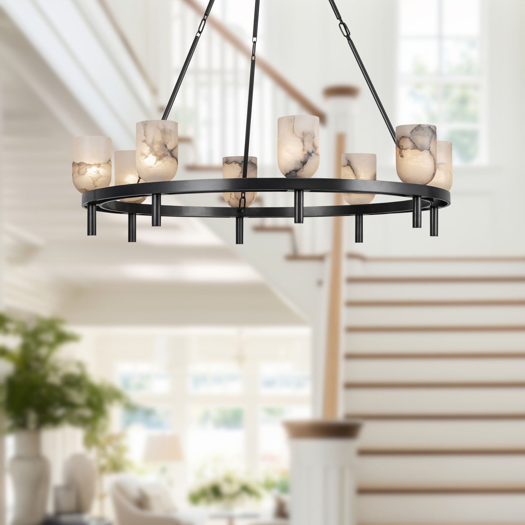 Lucian 36-in Urban Bronze/Alabaster 8 Lights Chandeliers