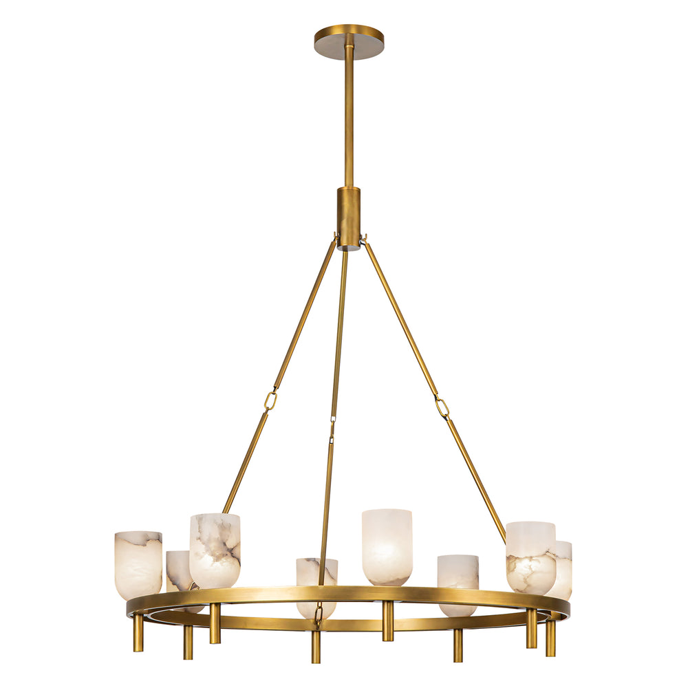 ALORA Lighting CH338836VBAR 8 Lights Chandelier, Vintage Brass/Alabaster