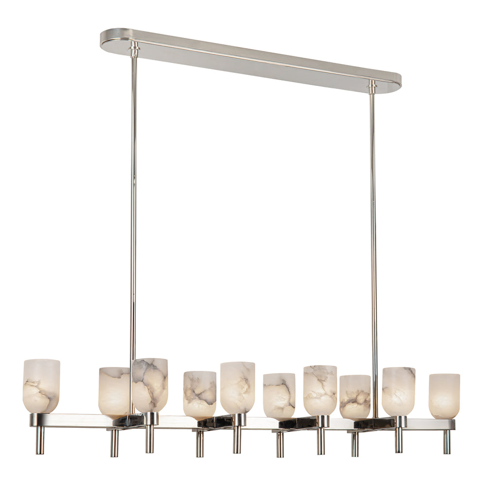 ALORA Lighting Lucian LP338052PNAR Linear Pendant, UL Damp Rated, Polished Nickel/Alabaster