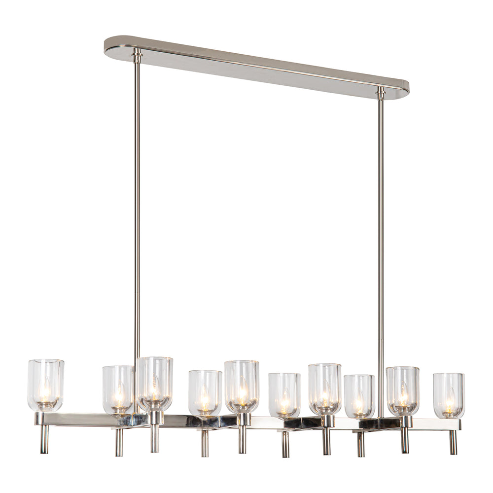 ALORA Lighting LP338052PNCC Linear Pendant, 10 Lights, Clear Crystal/Polished Nickel