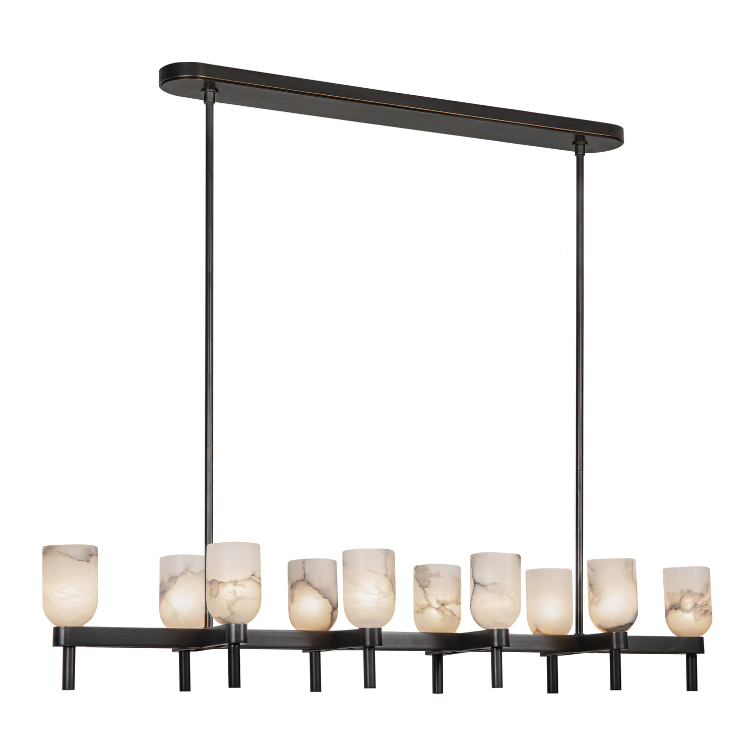Lucian 52-in Urban Bronze/Alabaster 10 Lights Linear Pendant