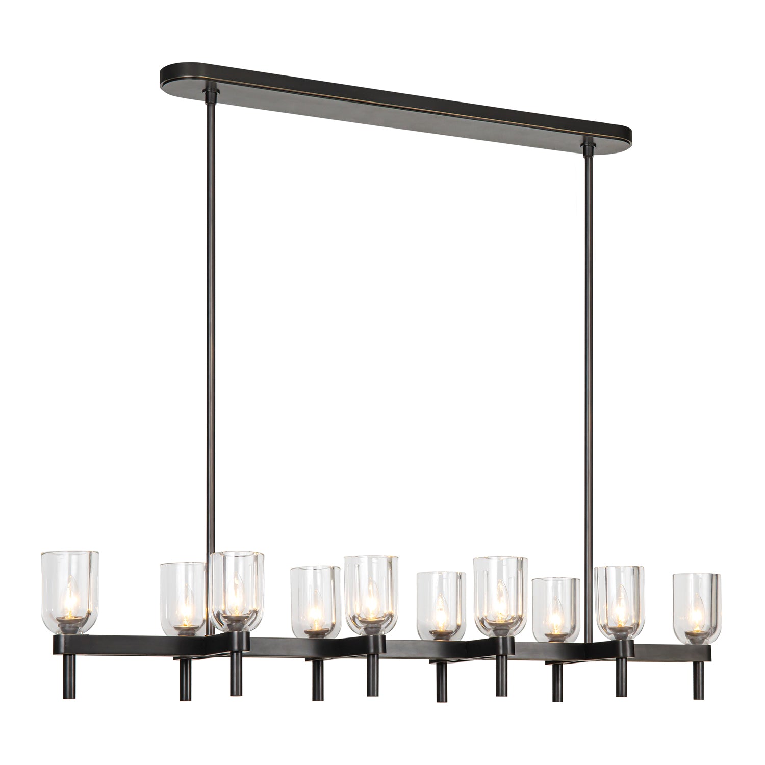 Lucian 52-in Clear Crystal/Urban Bronze 10 Lights Linear Pendant