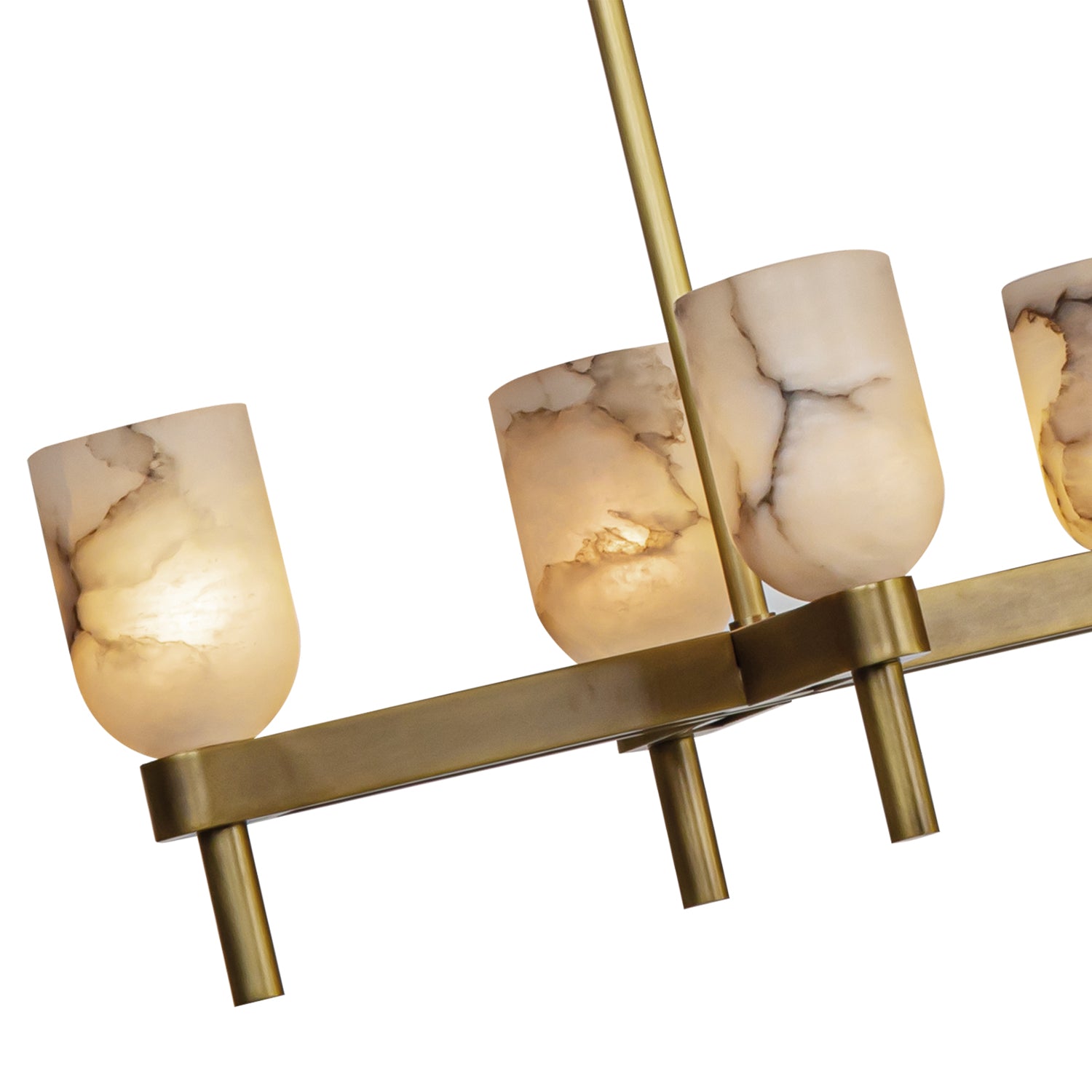Lucian 52-in Vintage Brass/Alabaster 10 Lights Linear Pendant