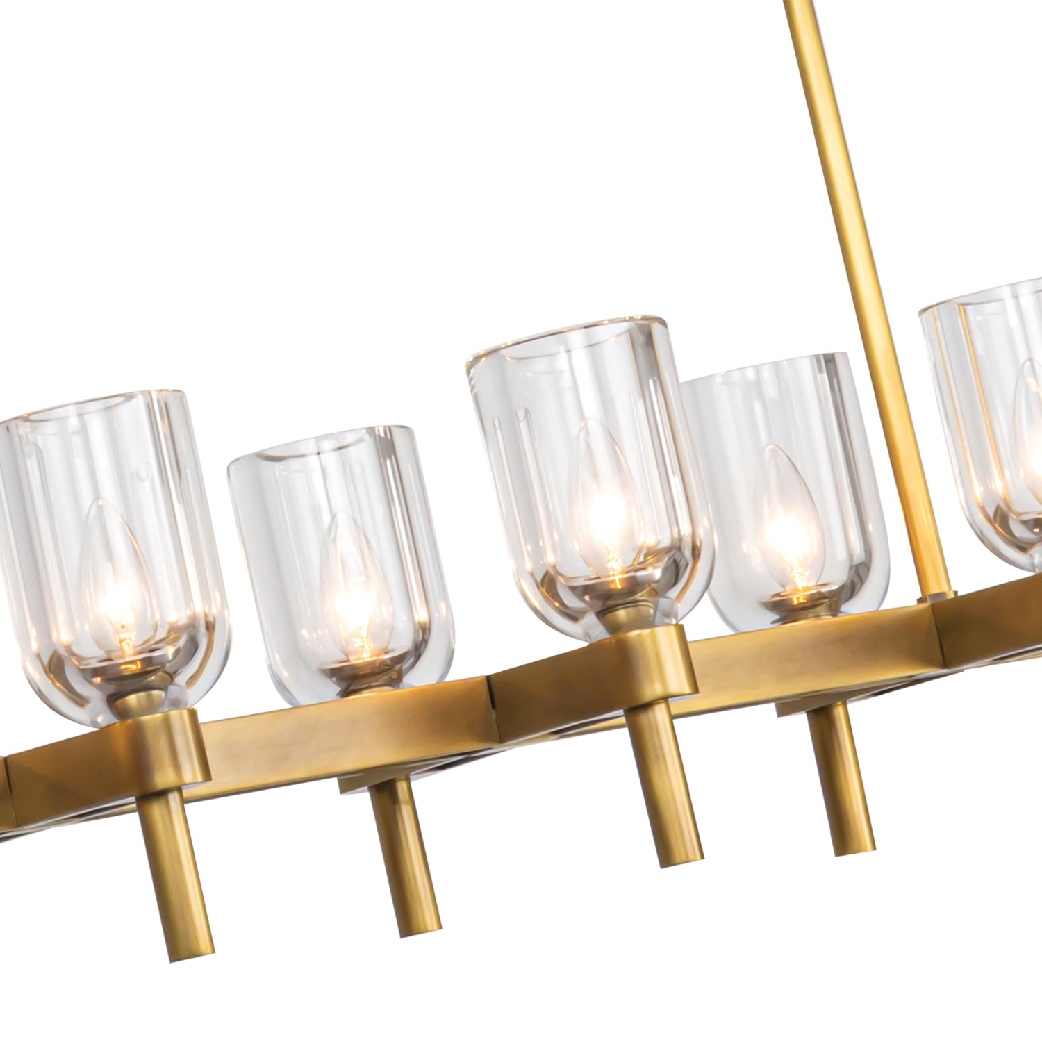 Lucian 52-in Clear Crystal/Vintage Brass 10 Lights Linear Pendant