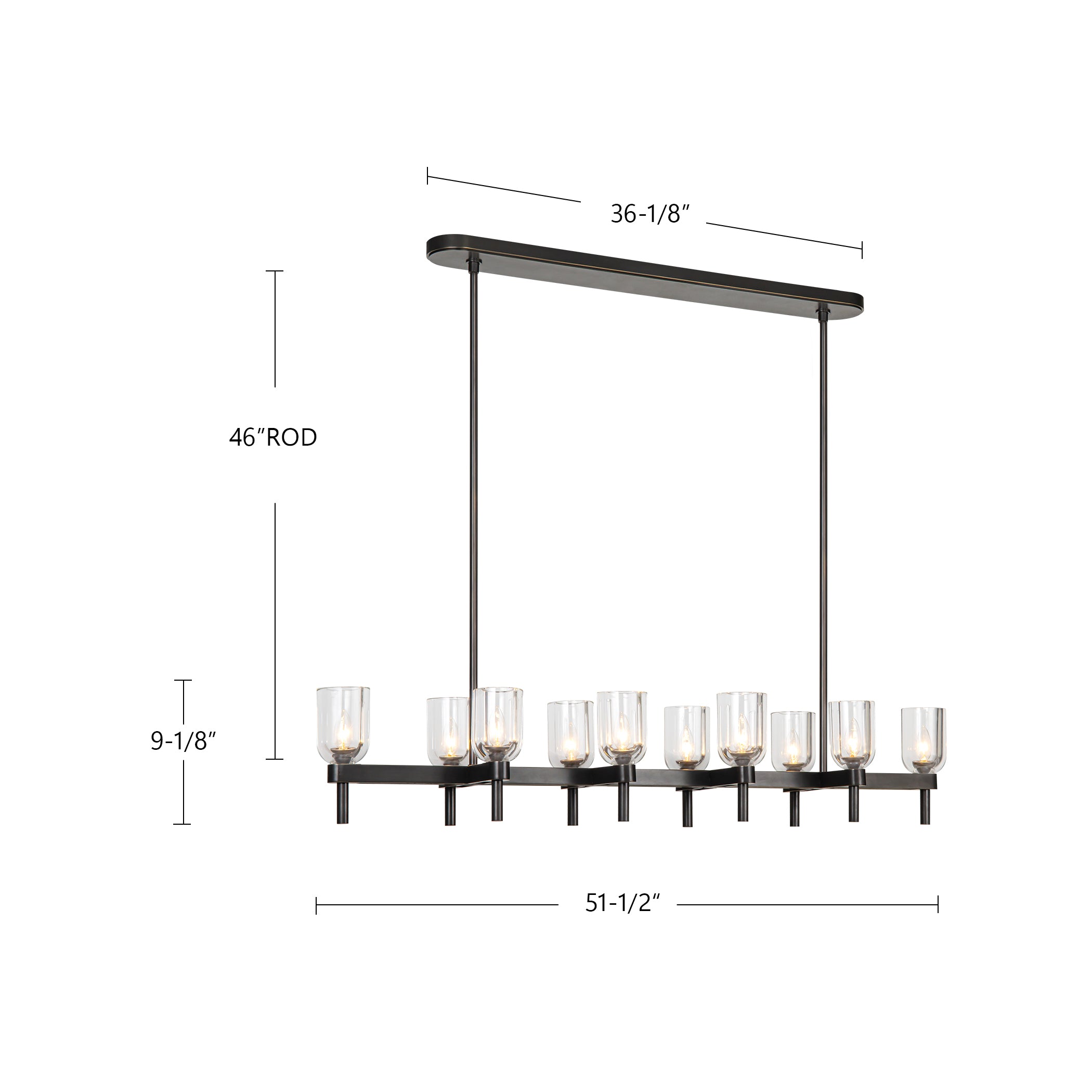Lucian 52-in Polished Nickel/Alabaster 10 Lights Linear Pendant