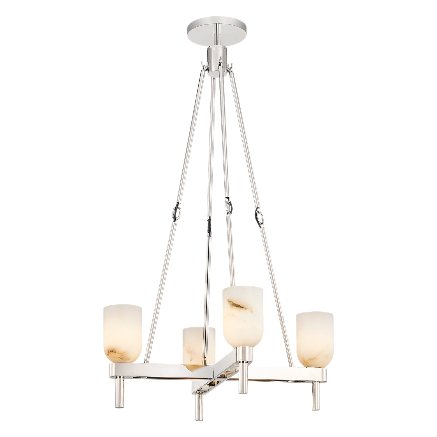 Lucian 22-in Polished Nickel/Alabaster 4 Lights Pendant