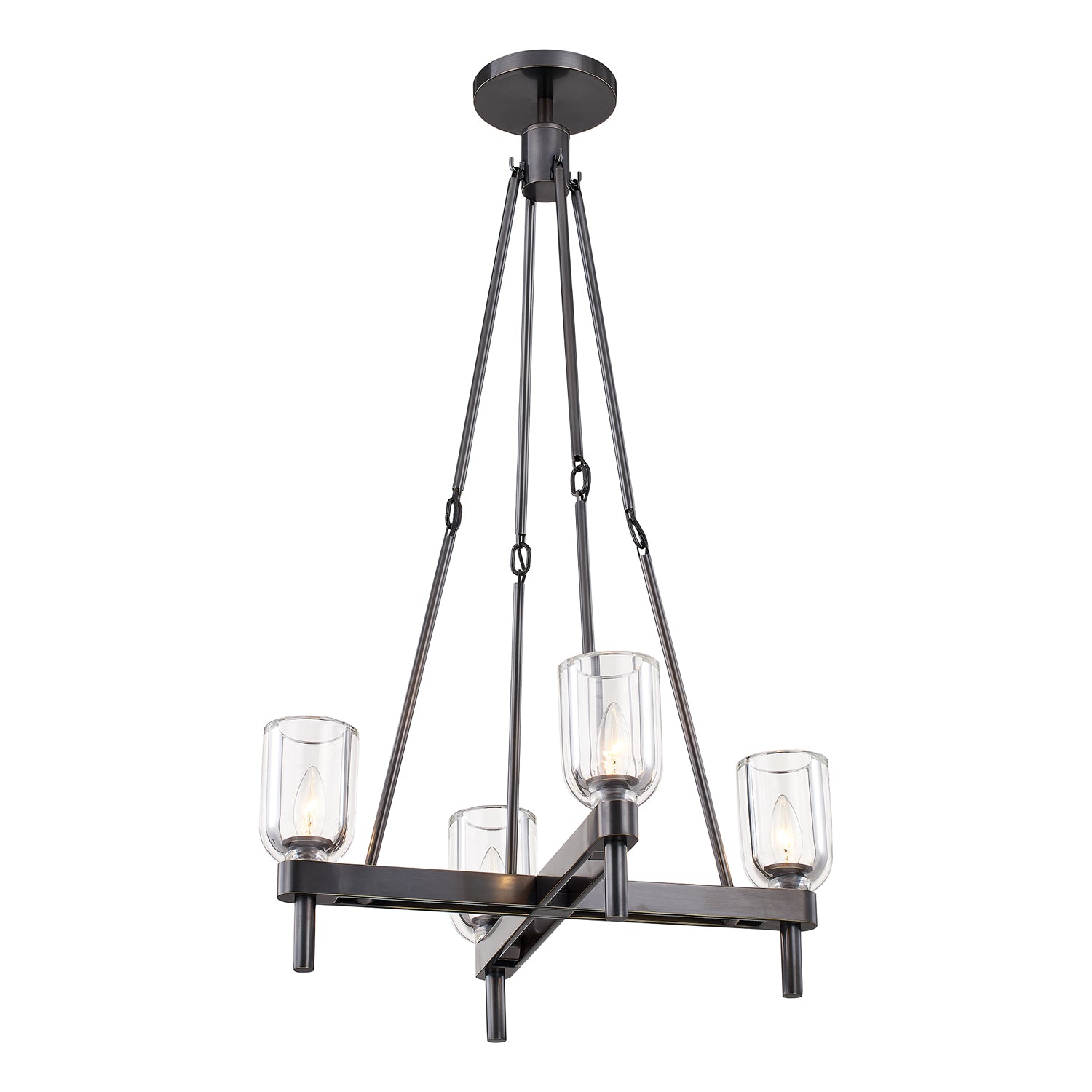 Lucian 22-in Clear Crystal/Urban Bronze 4 Lights Pendant