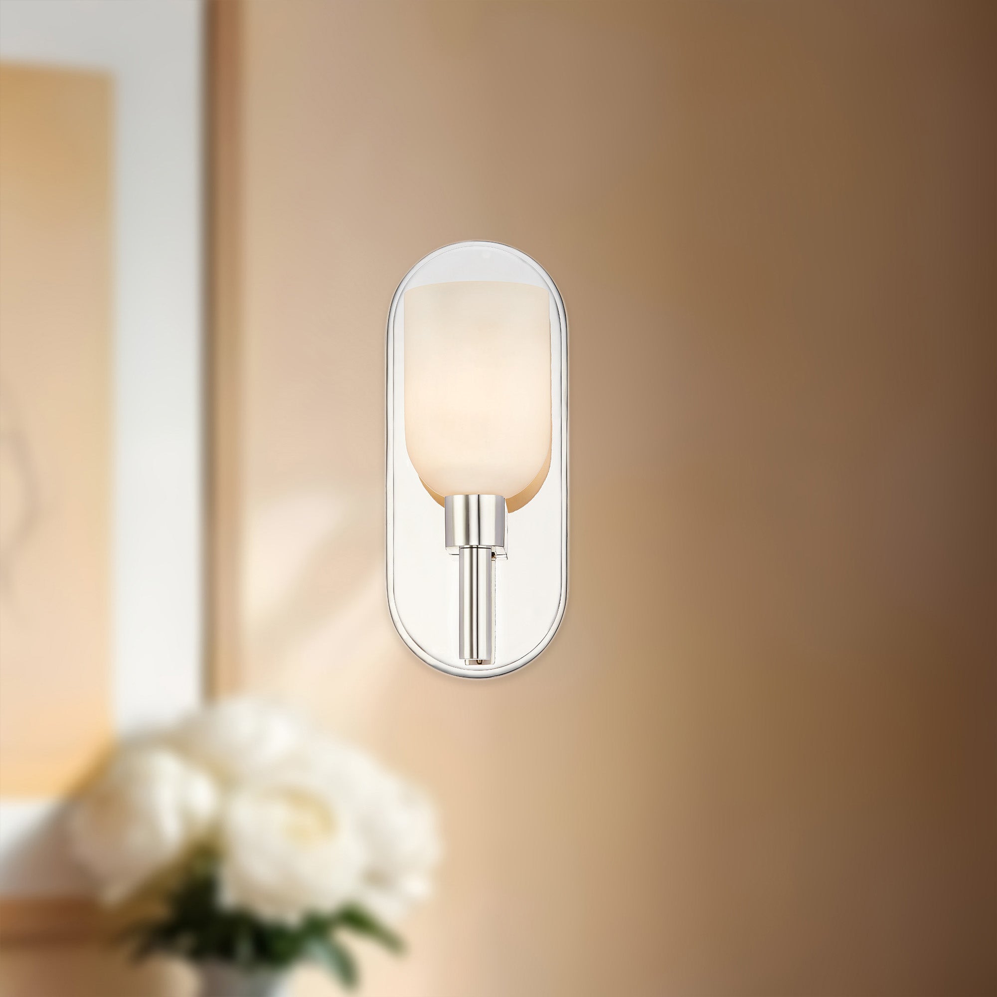 Lucian 9-in Polished Nickel/Alabaster 1 Light Wall/Vanity