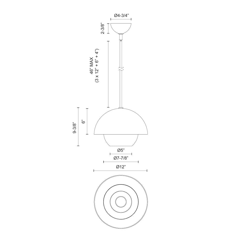 Alora Lighting LUCY PD568212MBOP Pendant - Matte Black