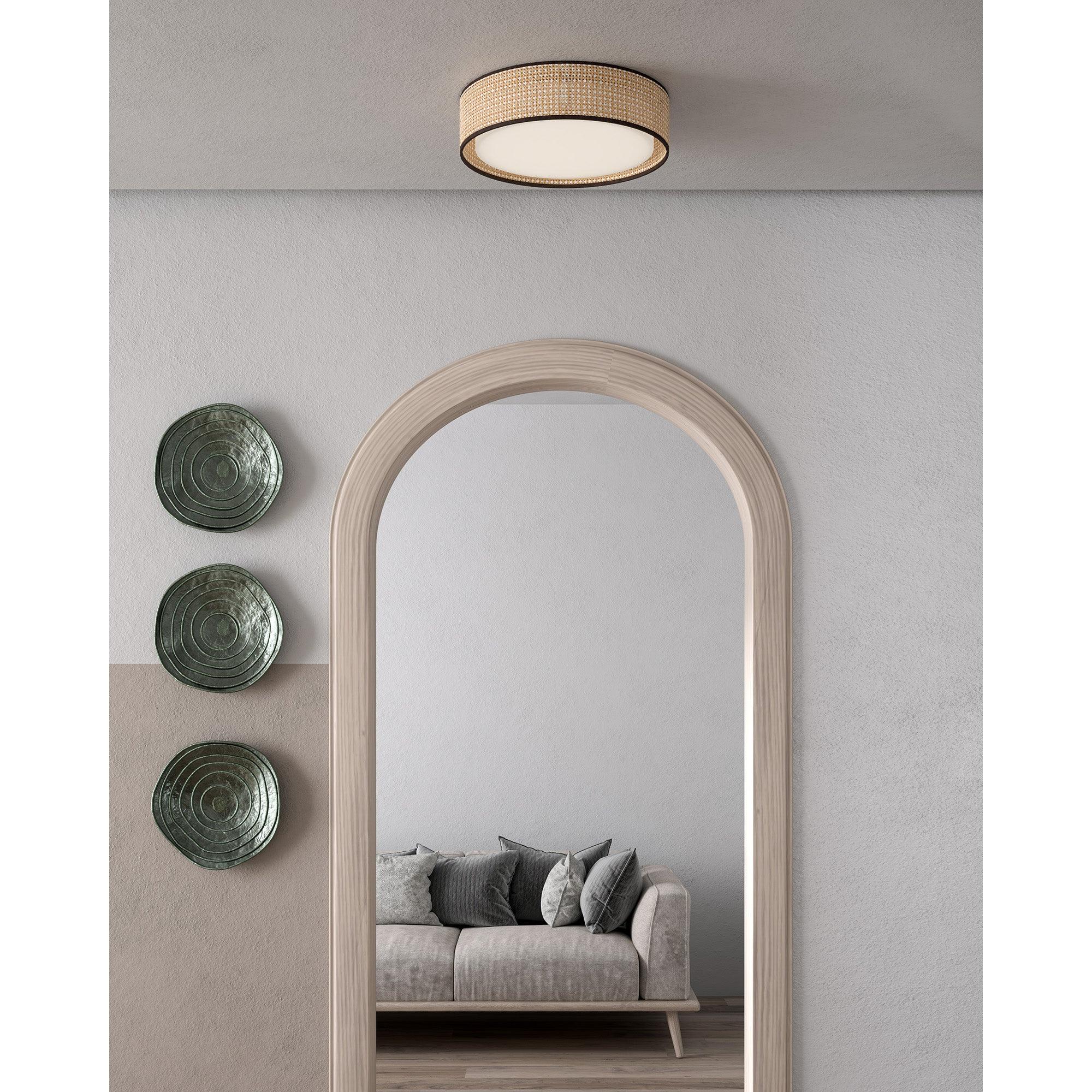 Lyla 20-in Rattan LED Flush Mount