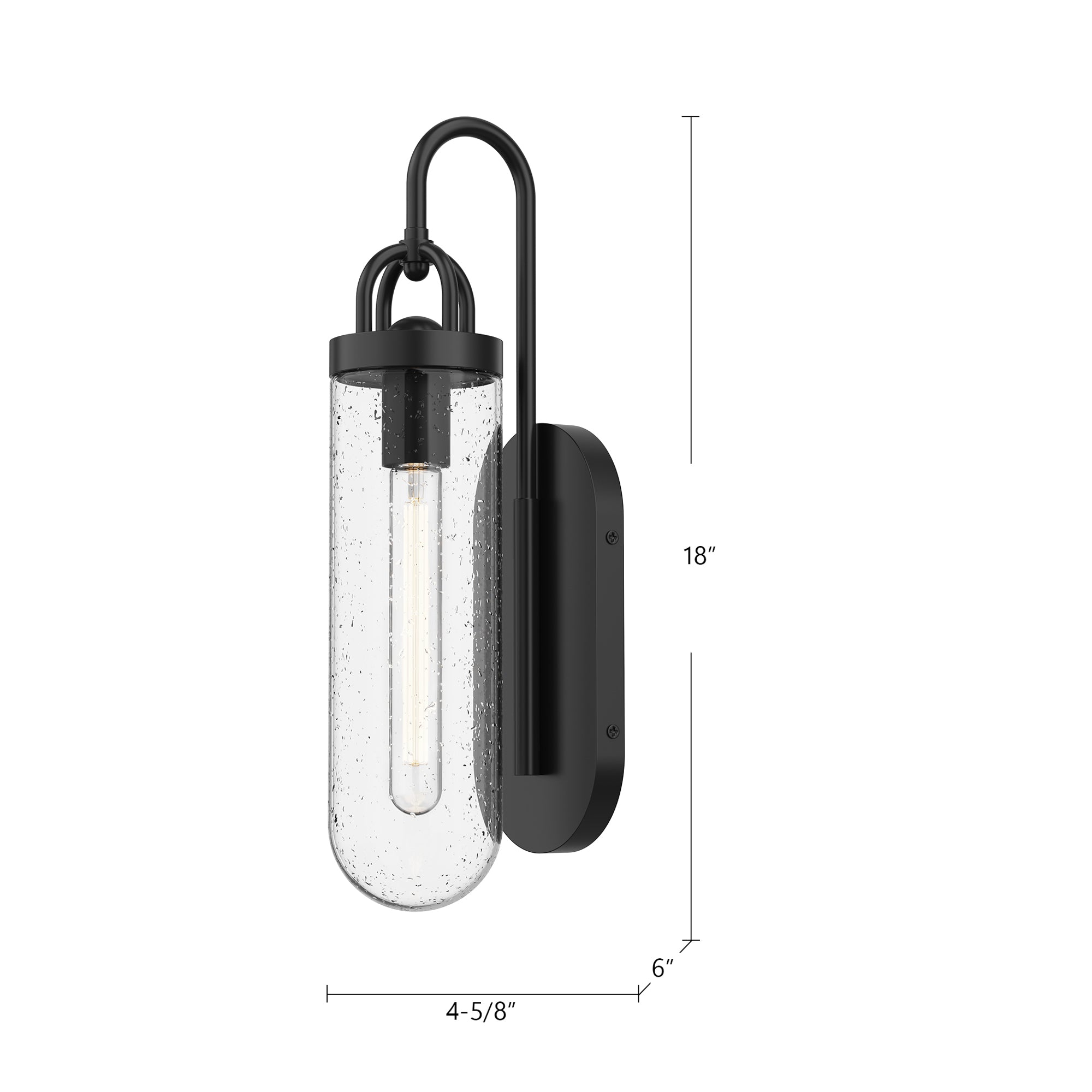 Lancaster 5-in Clear Bubble Glass/Textured Black 1 Light Exterior Wall Sconce