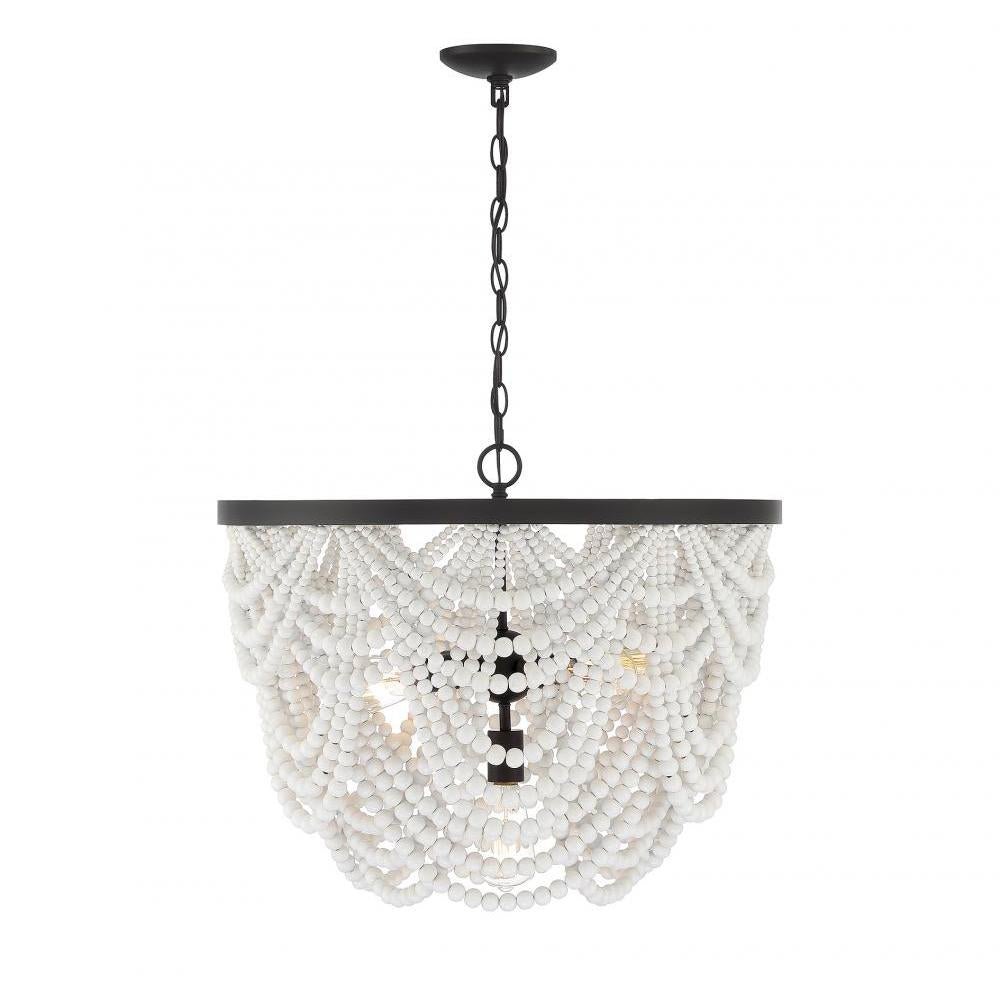 5-Light Chandelier in White with Oil Rubbed Bronze