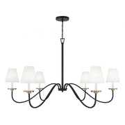6-Light Chandelier in Black with Natural Brass Accents