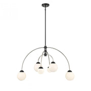 6-Light Chandelier in Matte Black with Polished Nickel