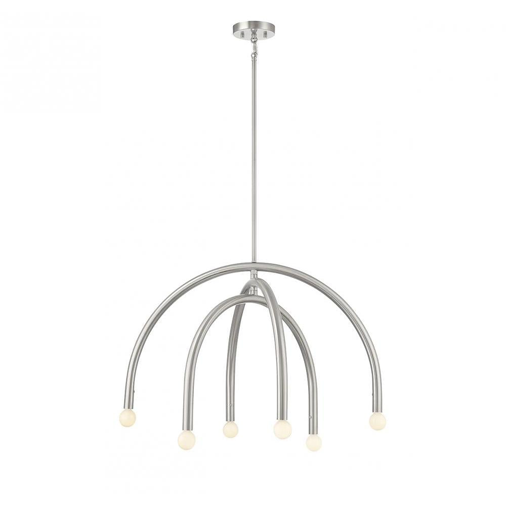 6-Light Chandelier in Brushed Nickel