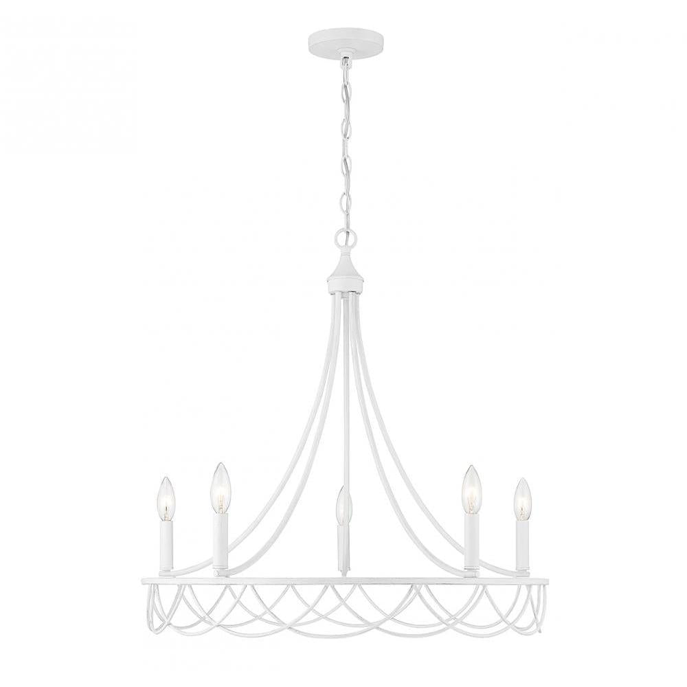 5-Light Chandelier in Distressed White