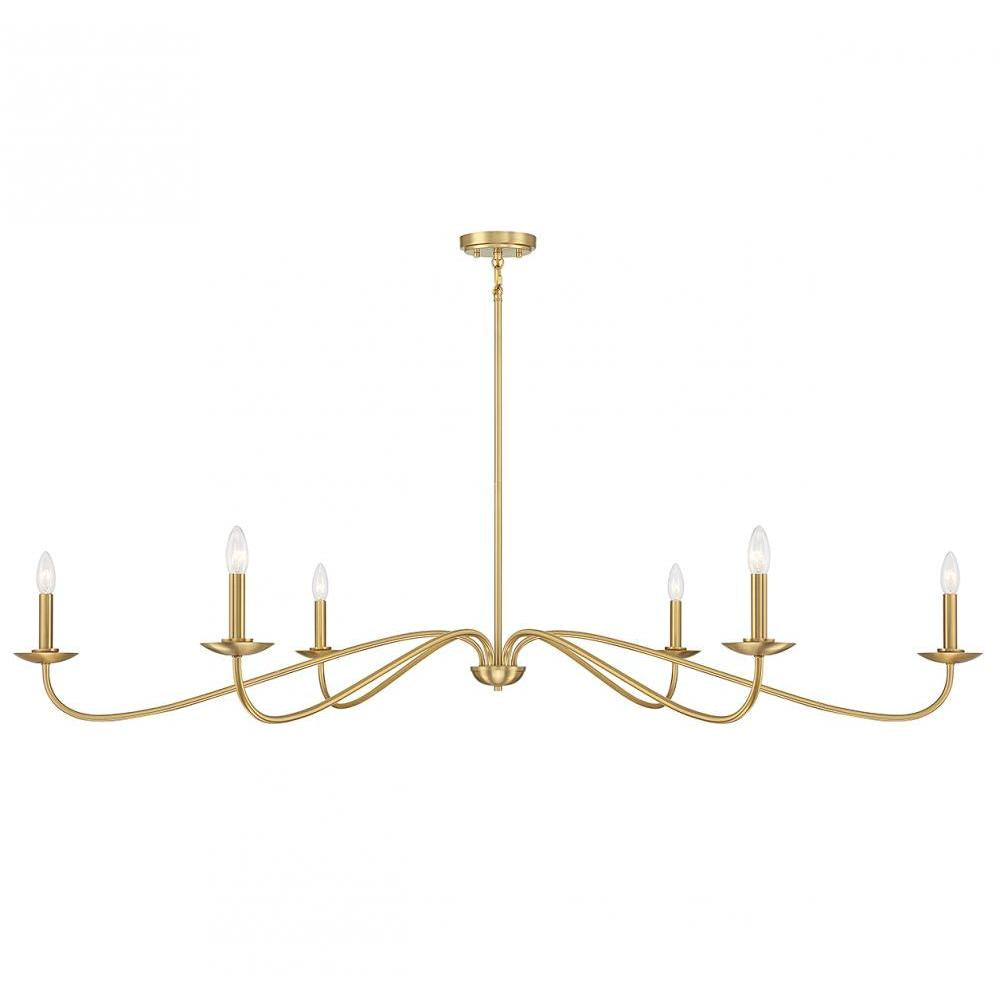 6-Light Chandelier in Natural Brass