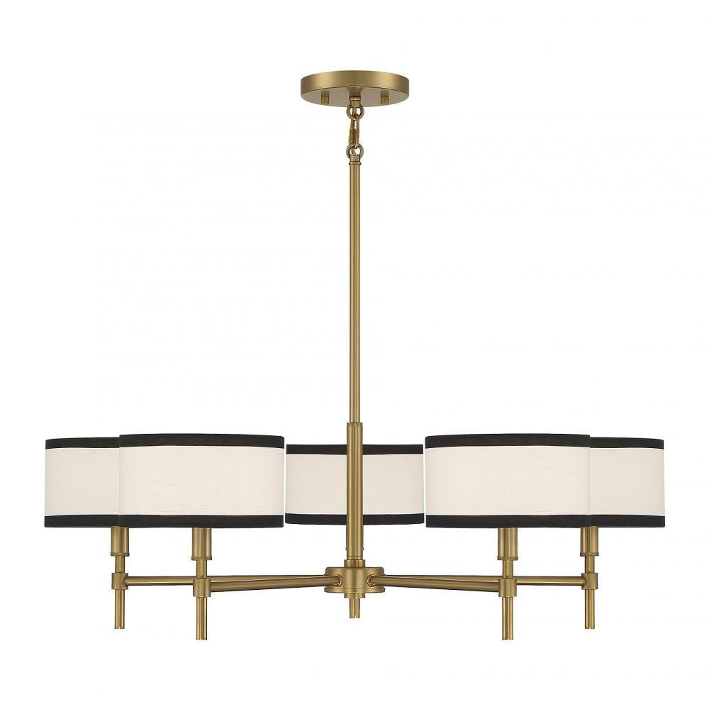 5-Light Chandelier in Natural Brass