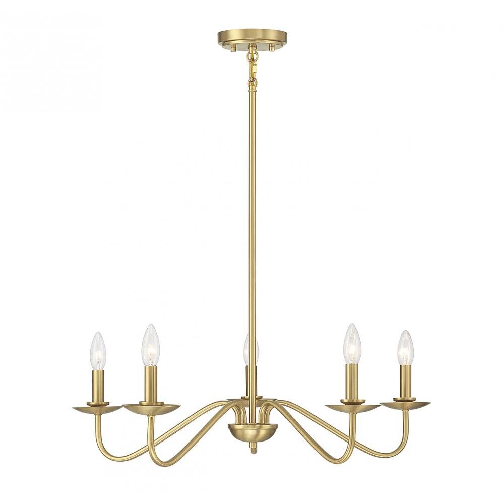 5-Light Chandelier in Natural Brass